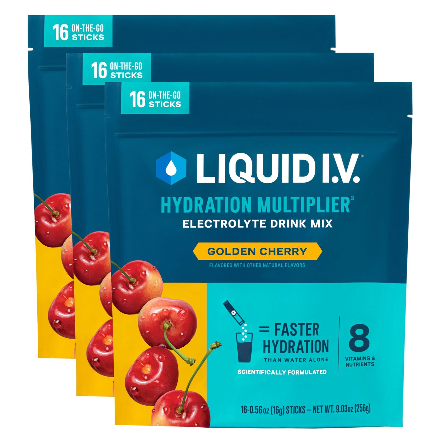 Liquid I.V.® Hydration Multiplier - Golden Cherry | Electrolyte Powder Drink Mix | 3 Pack (48 Servings) Liquid I.V.US supplements