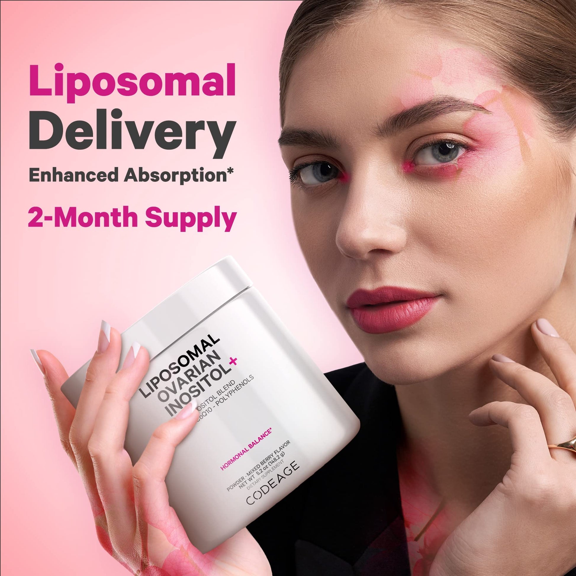 Codeage Liposomal Ovarian Inositol Powder - Myo-Inositol & D-Chiro-Inositol 40:1 Blend, Folate 5-MTHF, CoQ10, Pomegranate & Wild Blueberry - 2-Month Supply - Mixed Berry Flavor - Non-GMO, 60 Servings CodeageAu supplements