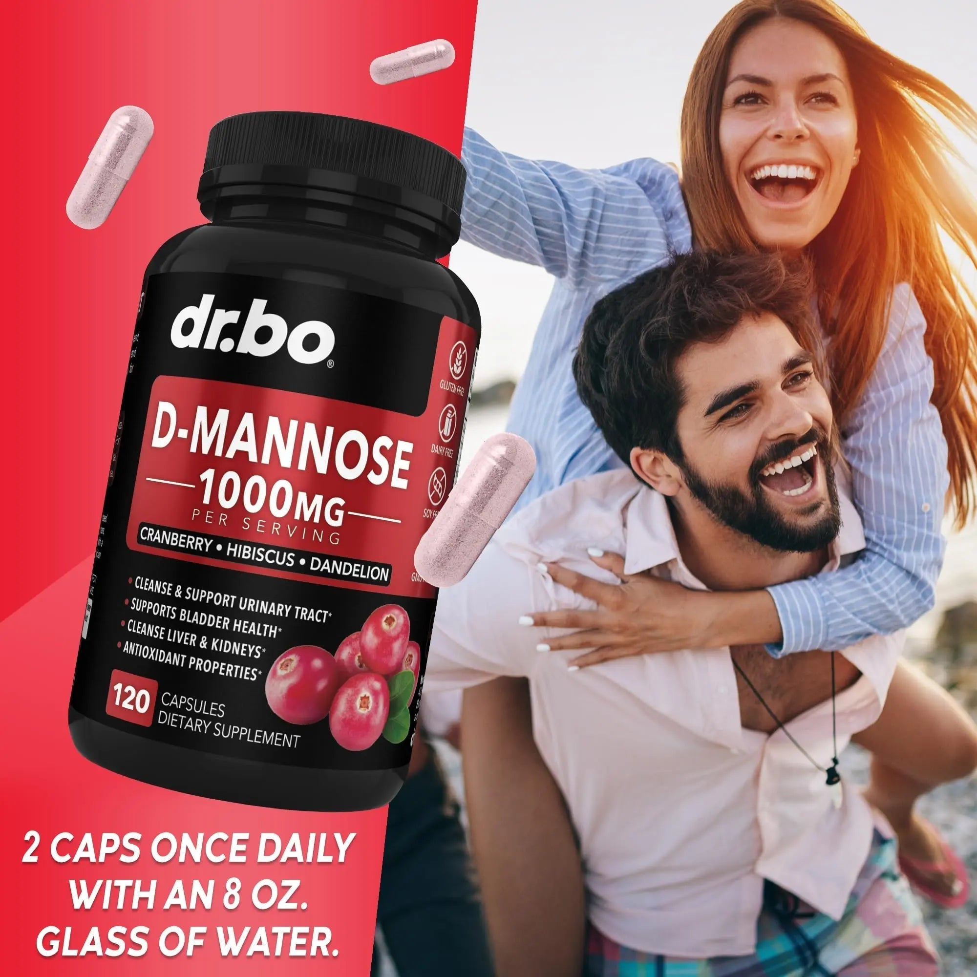 D Mannose Supplements for Women Pills - Natural D-Mannose 500mg Capsules, Cranberry DMannose Pills 1000mg Per Serving - Bladder Flush & Urinary Tract Cleanse Health Supplement - 120 Veg Capsules DR. BOAu supplements