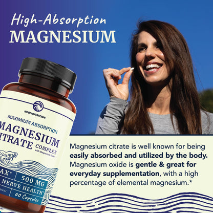 Magnesium Citrate Complex 500 MG for Calm, Relaxation, Constipation & Digestion Nobi NutritionUS supplements