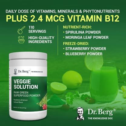 Dr. Berg's (Veggie Solution) Organic Super Greens Powder w/Spirulina - Raw Green Dr. Berg NutritionalsUS supplements