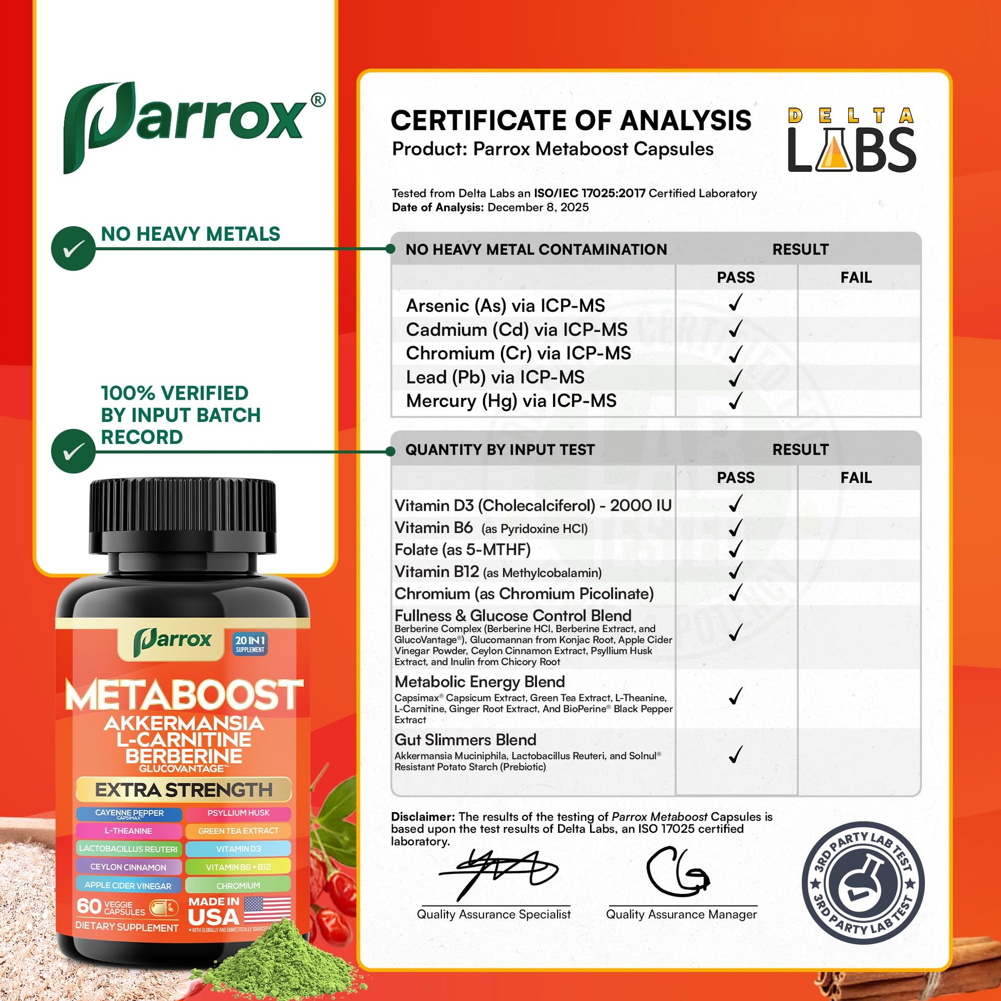 GLP-1 Booster Supplement, Akkermansia, L-Carnitine, Berberine (GlucoVantage), Methylfolate, Methylated B12, Chromium, Capsimax, Psyllium Husk, Probiotics Vitamins D3, B6, 20-in-1 Plant-Based (60 Caps) ParroxAu supplements