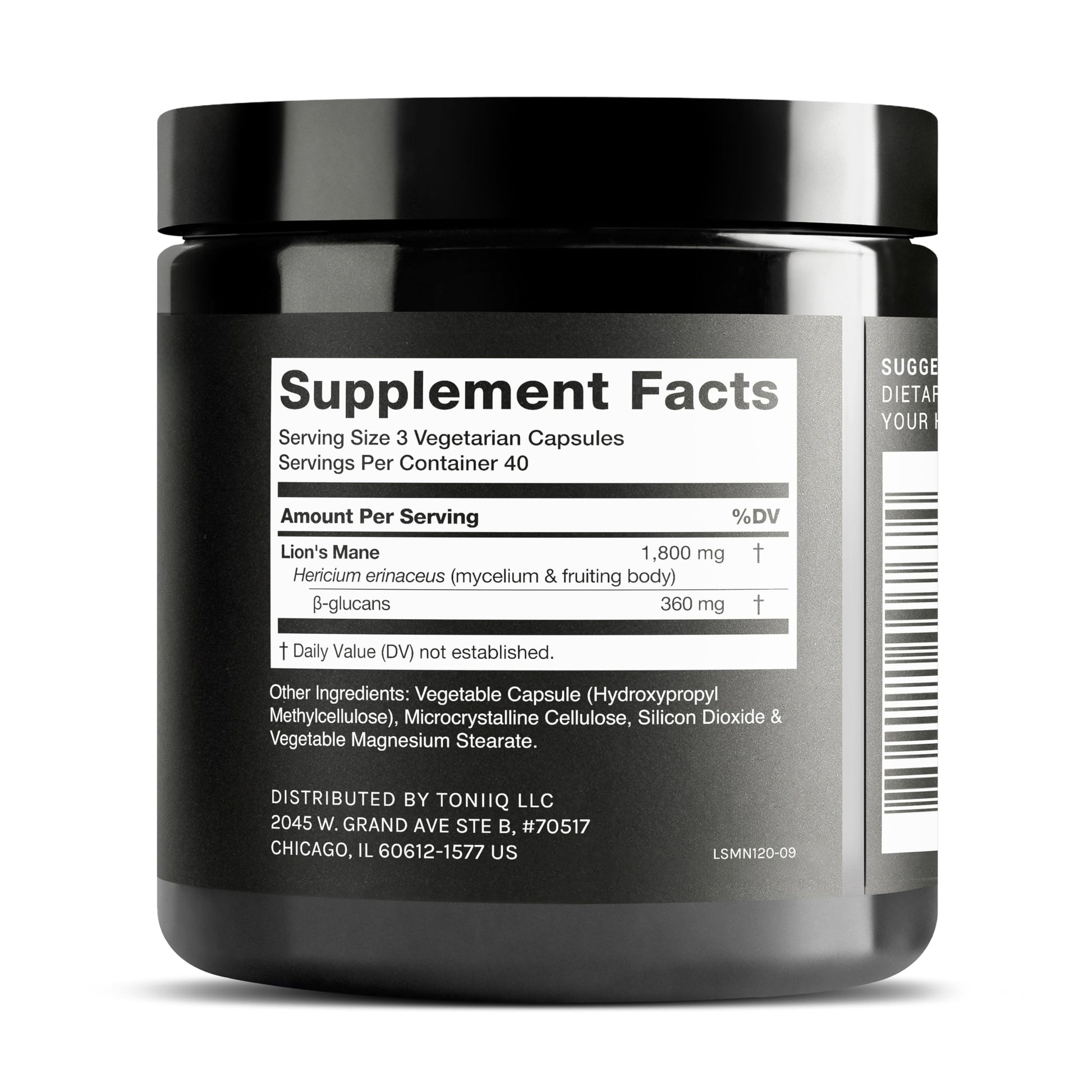 Toniiq Lion’s Mane - Ultra High Potency 10:1 Extract with 30% Polysaccharides - Highly Concentrated & Bioactive - Third-Party Lab Tested - 120 Capsules ToniiqAu supplements