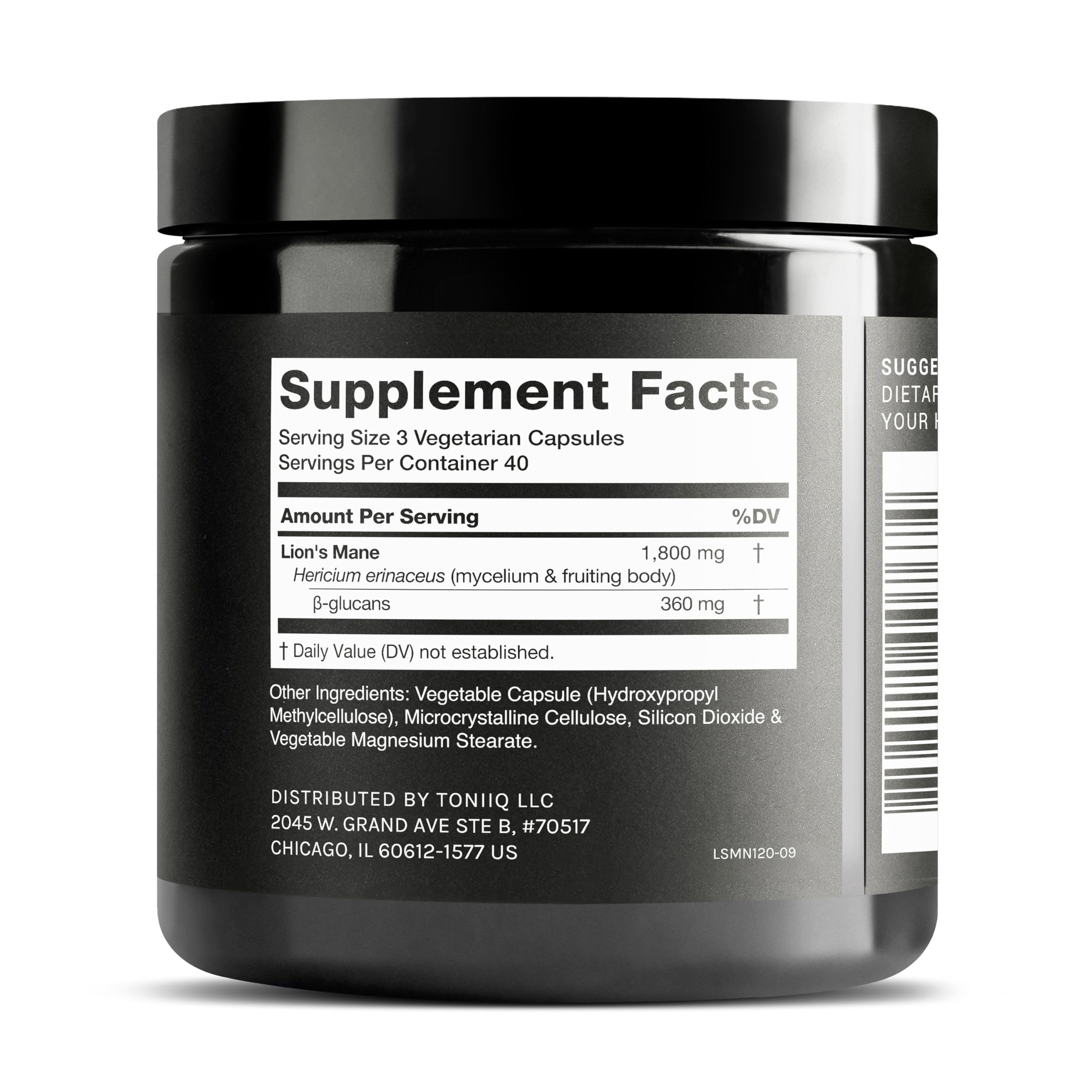 Toniiq Lion’s Mane - Ultra High Potency 10:1 Extract with 30% Polysaccharides - Highly Concentrated & Bioactive - Third-Party Lab Tested - 120 Capsules ToniiqAu supplements