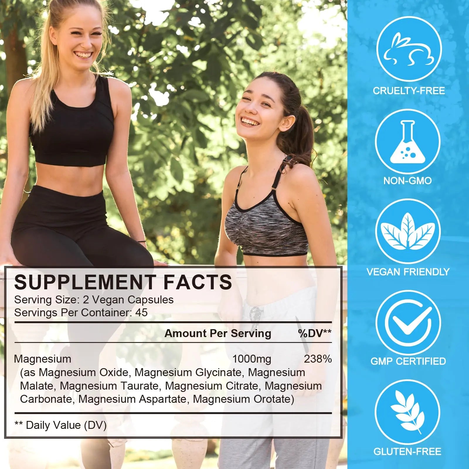 Magnesium Complex 8-in-1 High Potency with 8 Essential Forms, Vegan Capsules for Muscle, Nerve & Bowel Support, Relief Fatigue & Improve Sleep (90 Capsules) KITNOBLISnz supplements