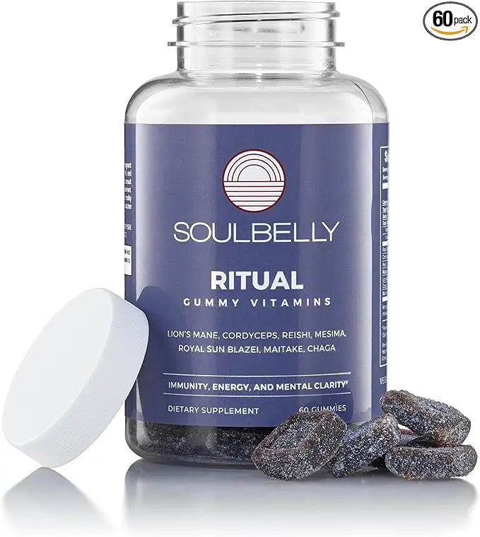 SOULBELLY Multi-Mushroom | Ritual Vitamin Gummies for Energy, Focus and Immune Balance | Vegan | Gluten-Free | Non-GMO | 60 Count SOULBELLYnz supplements