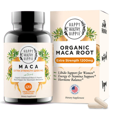 Organic Maca Root Capsules 1200 mg – Libido Booster for Women Fast Acting & Potent | Female Maca Supplement | Energy Pills from Peru | Includes Black Pepper for High Absorption | Vegan, 120 Ct Happy Healthy HippieAu supplements