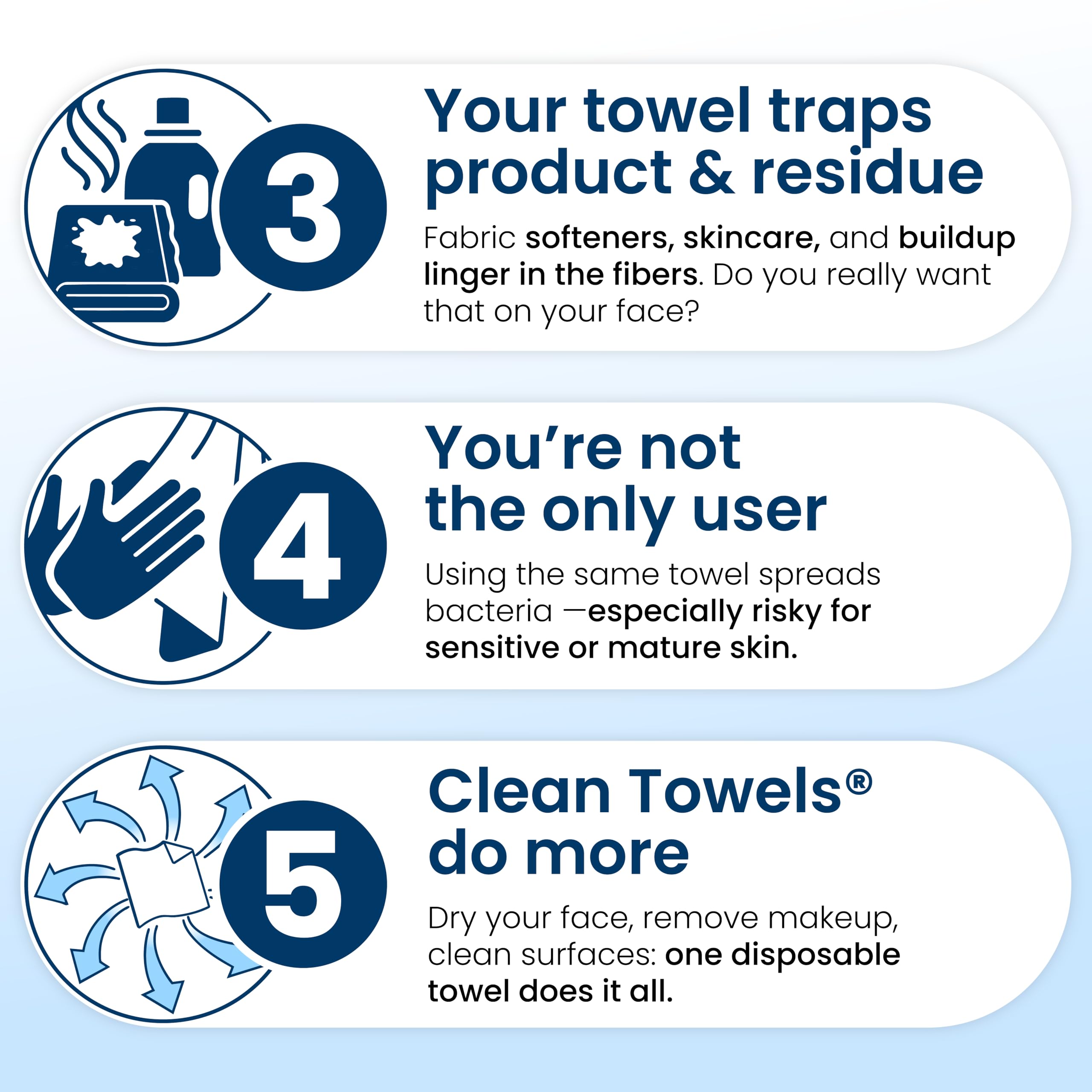 Clean Skin Club Clean Towels XL®, 100% USDA Biobased Face Towel, Disposable Face
