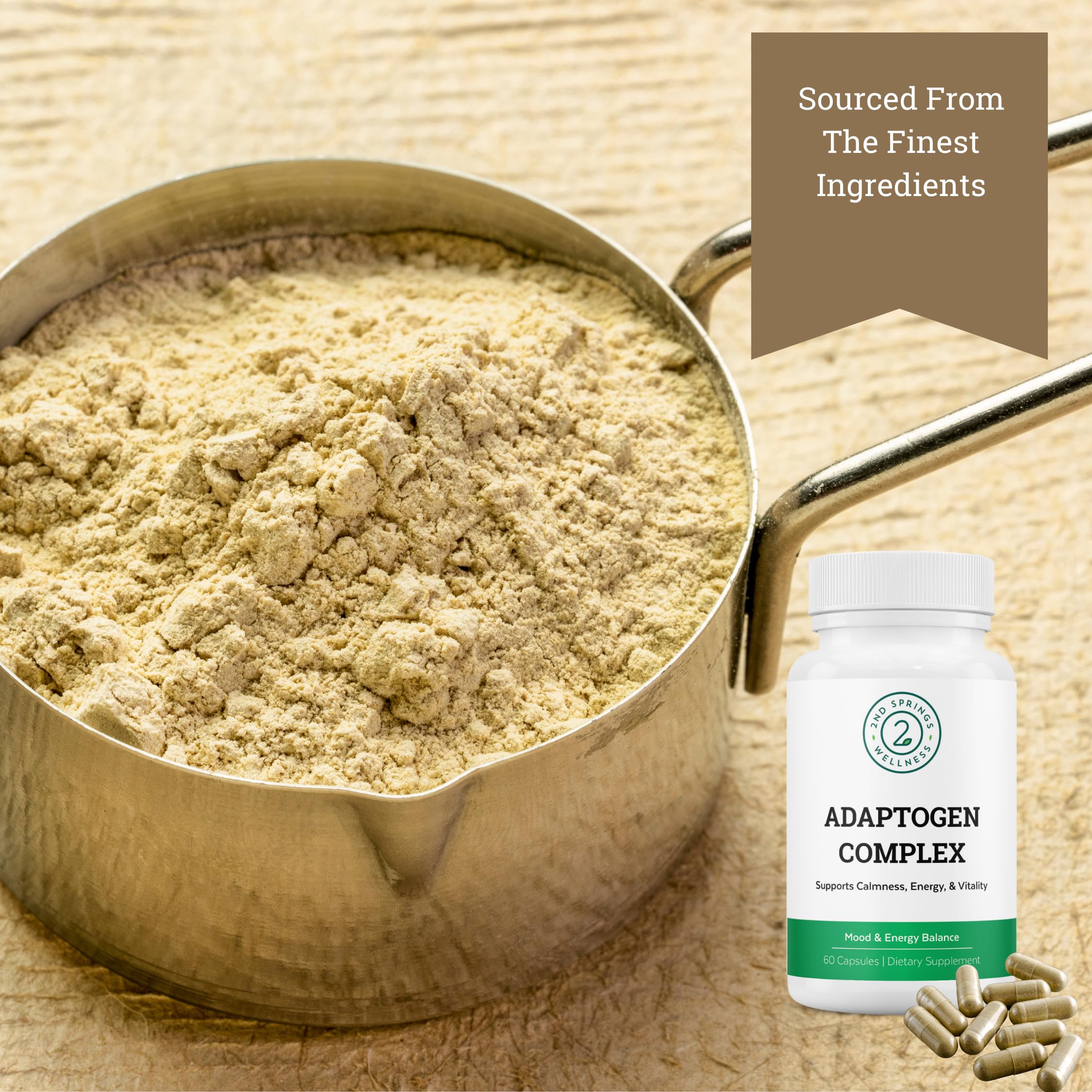 2nd Springs Adaptogen Complex Calmness, Energy and Vitality Booster - Ashwagandha, Schisandra, Astragalus, Ginseng, Rhodiola, and More - Adrenal Support Supplements - 60 Ct 2nd SpringsAu supplements