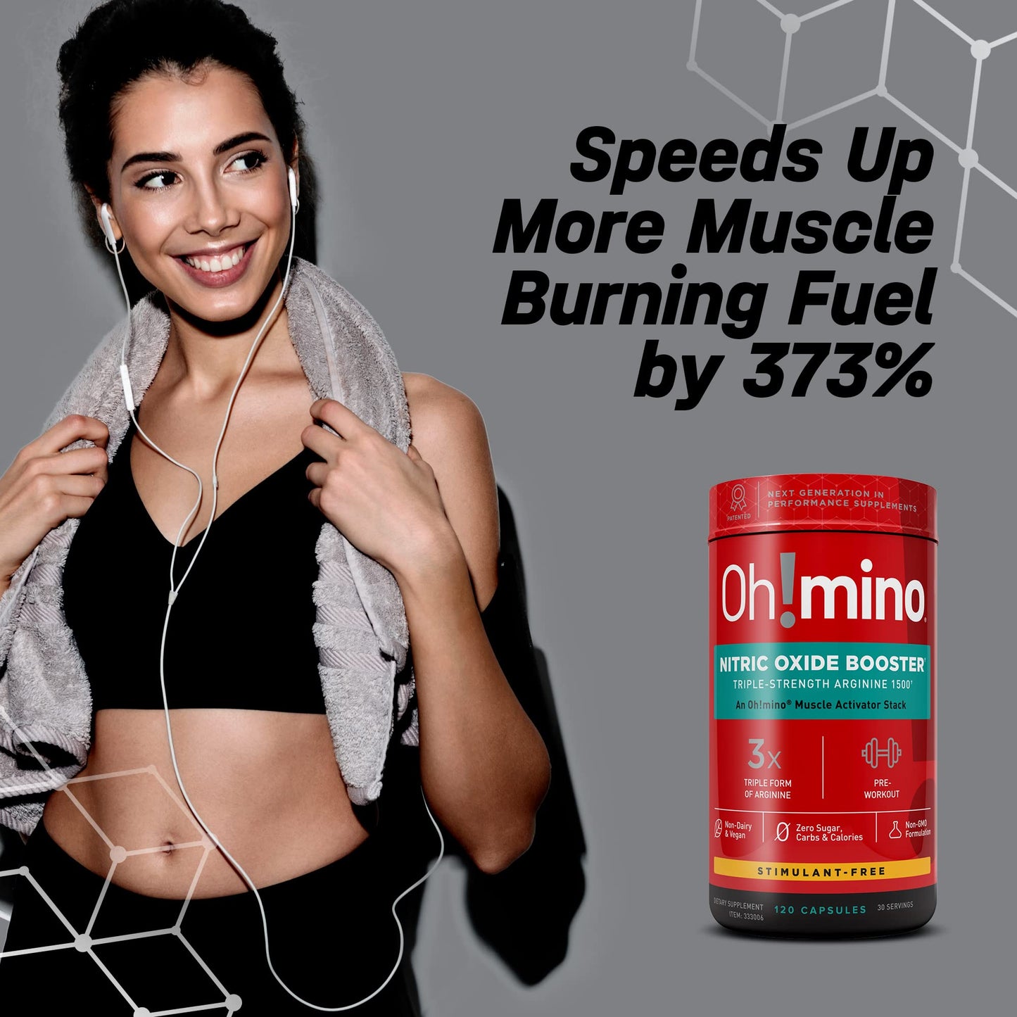 Oh!mino Nitric Oxide Supplement Activator Booster, Triple Strength L-Arginine for Energy Oh!minoUS supplements