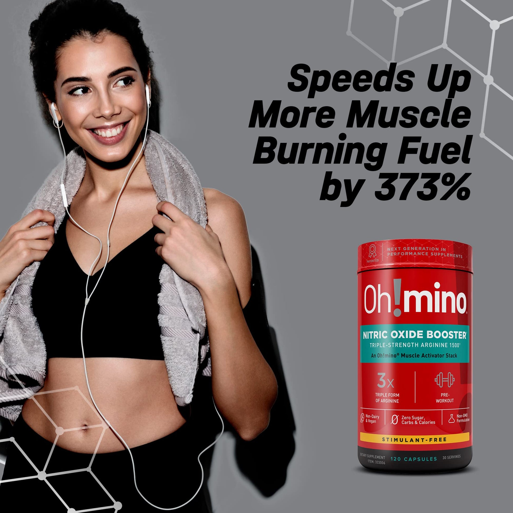 Oh!mino Nitric Oxide Supplement Activator Booster, Triple Strength L-Arginine for Energy Oh!minoAu supplements