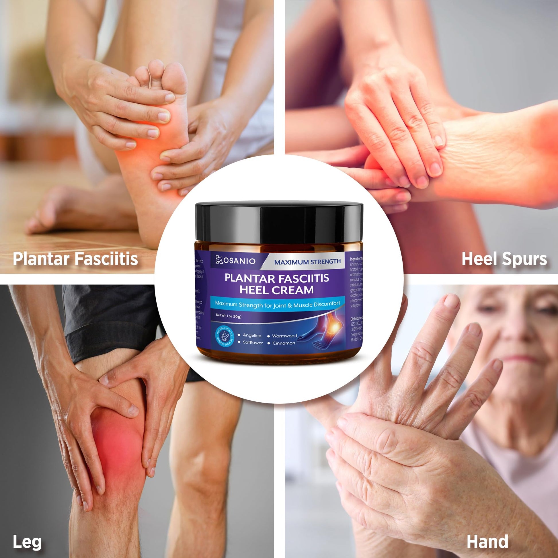KOSANIO Plantar Fasciitis Relief Cream - Heel Discomfort Relief for Plantar Fasciitis, Foot, Knee, Hands, Legs - Natural Herbal Concentrate Formula - (30g / 1 oz (Pack of 1)) KOSANIOAu supplements