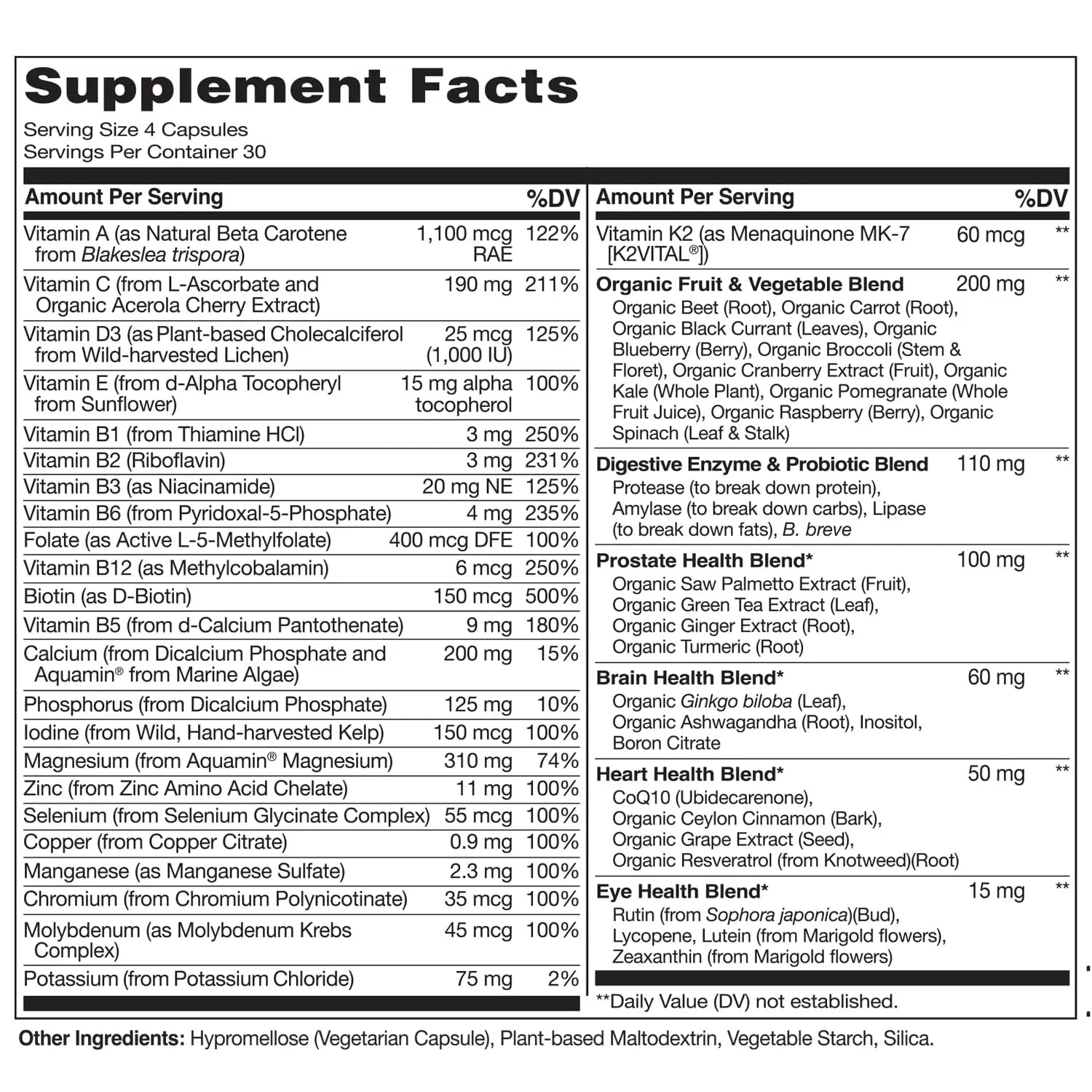 NATURELO Whole Food Multivitamin for Men 50+ - with Vitamins, Minerals, Organic Herbal Extracts - Vegan Vegetarian NATURELOAu supplements
