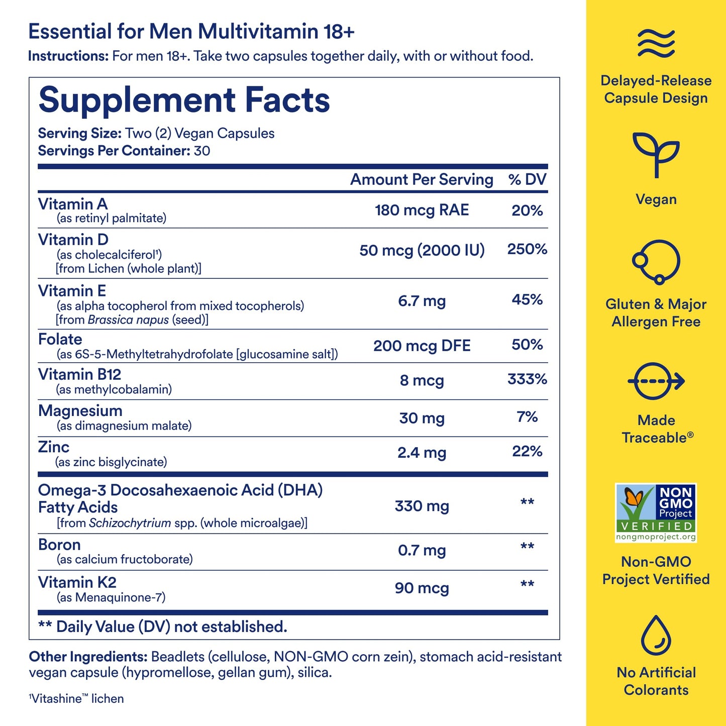 Ritual Multivitamin for Men 18+ with Zinc, Vitamin A and D3 for Immune Function Support*, Omega-3 DHA, B12, K2 RitualUS supplements