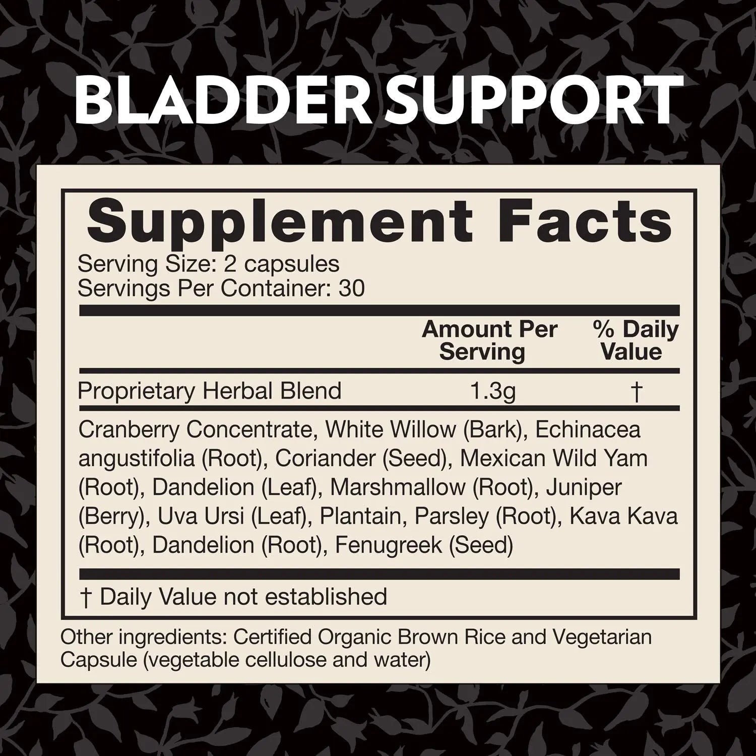 Crystal Star Bladder Support (60 Capsules) – Herbal Supplement for Healthy Bladder Function - Cranberry, Dandelion & Fenugreek - Helps Overactive Bladder and Incontinence - Non-GMO Crystal StarAu supplements