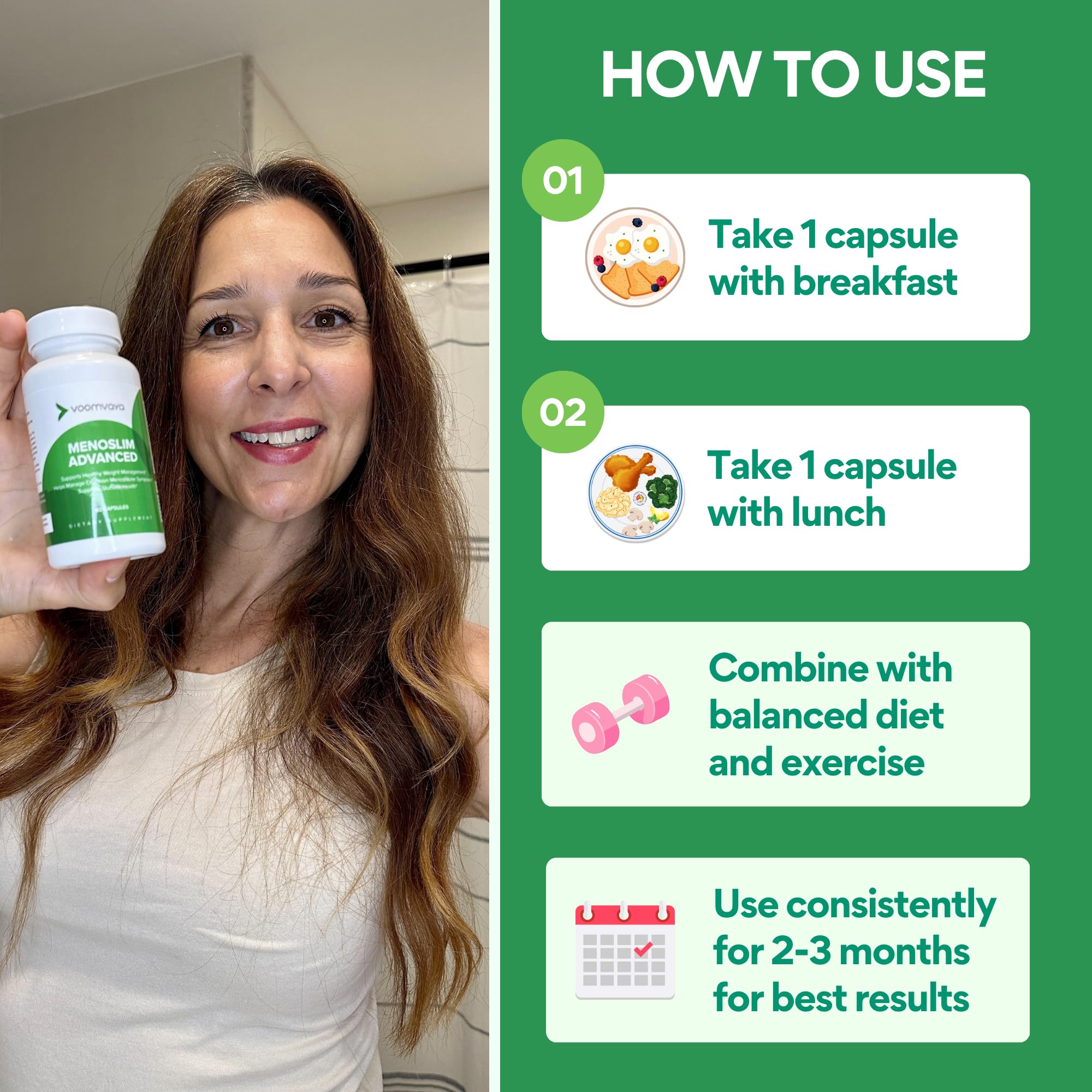 VoomVaya MenoSlim Advanced Menopause Weight Loss for Women – Menopause & Perimenopause Supplement for Women – Supports Healthy Metabolism & Overall Wellness – 60 Capsules VoomVayaAu supplements