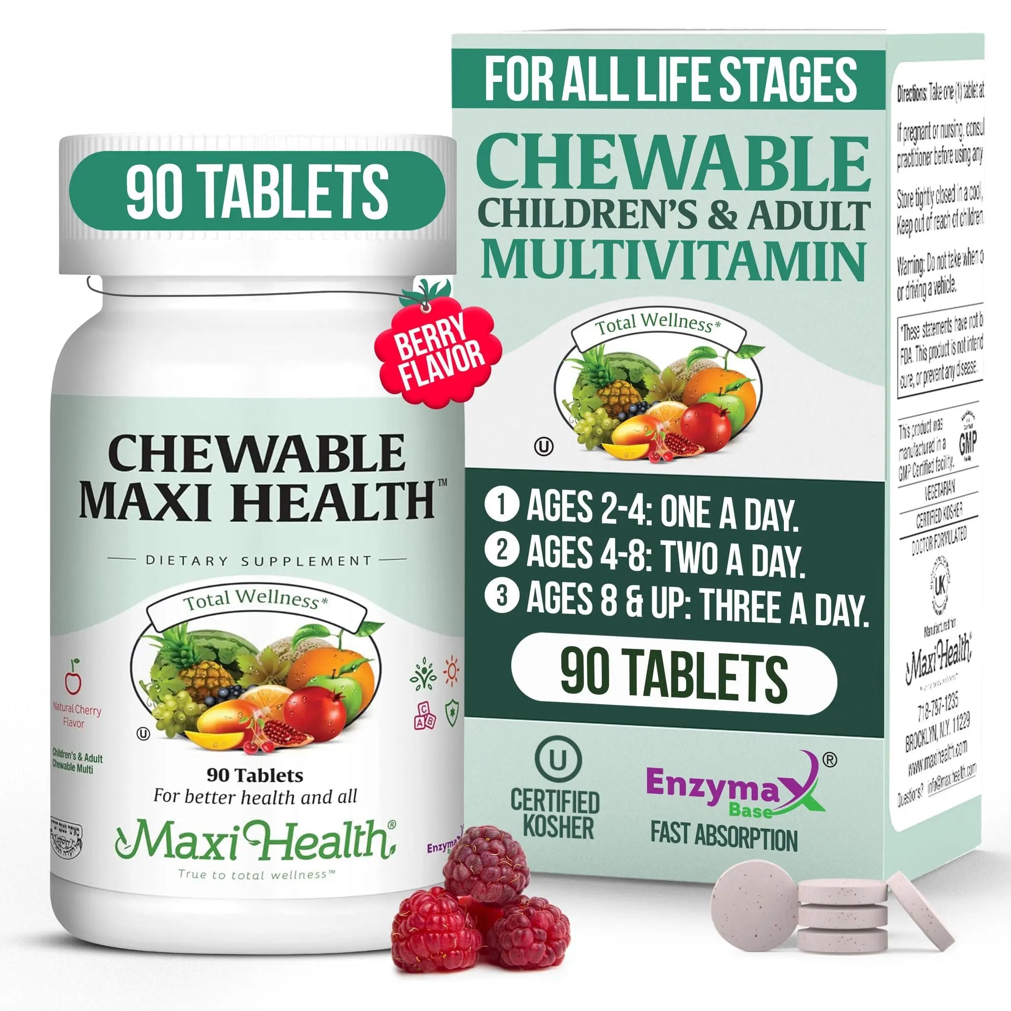 Maxi Health Chewable Multivitamin for Kids, Teens and Adults - Cherry Chewable Vitamins for Adults & Children Maxi HealthAu supplements