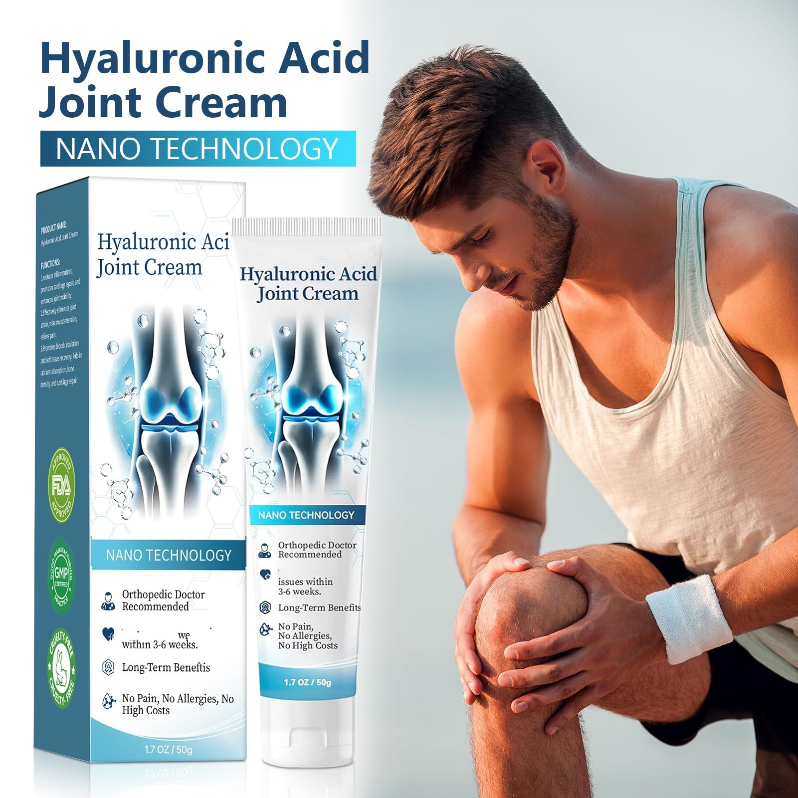 2 PCS Hyaluronic Acid Joint R-epair Gel, Soothing Massage Gel, Quickly Relieve Joint discomfort for Back, Neck, Kne, Soothing Relief for Dry, Cracked Skin Joint Activities Throughout The Body SANZHUANAu supplements