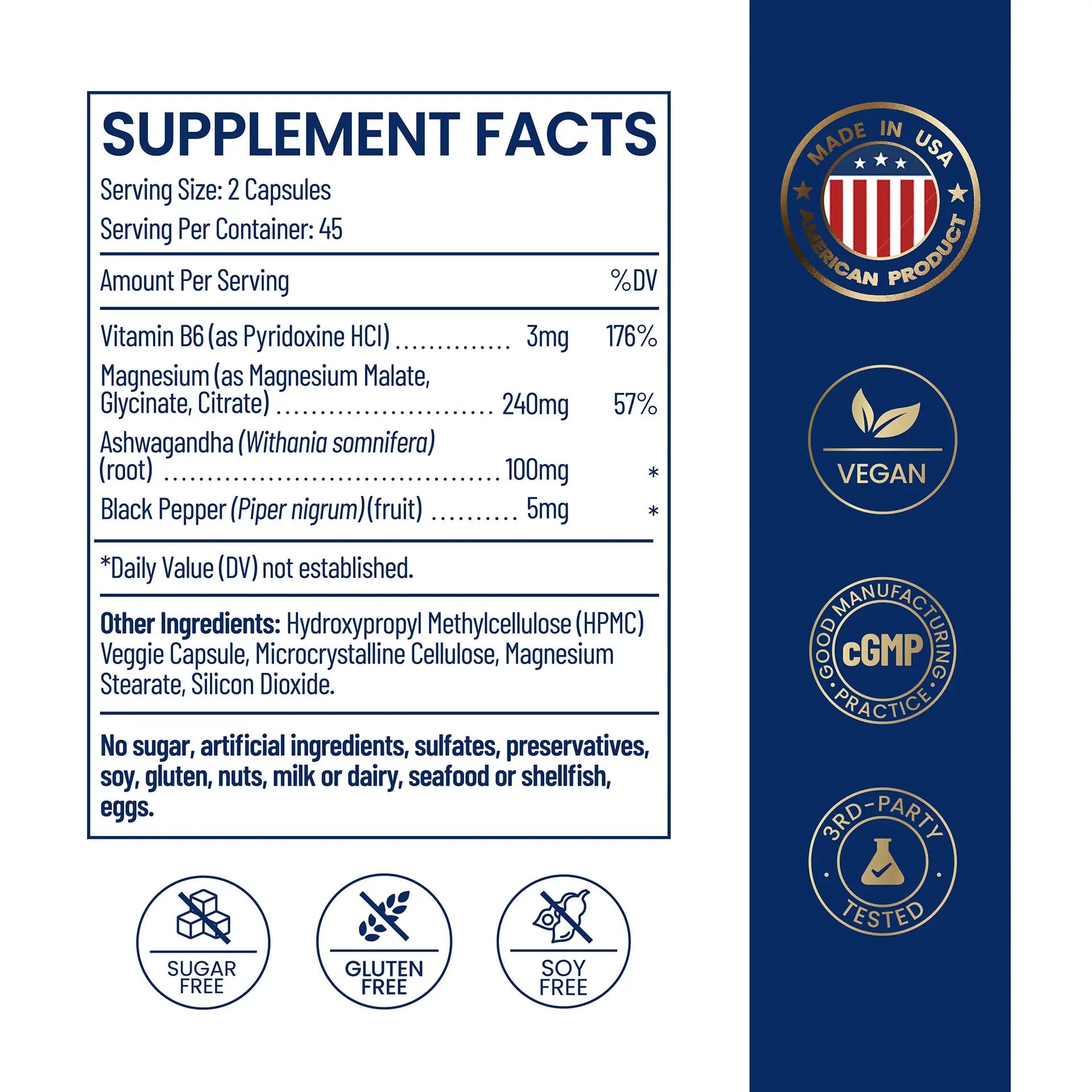 Magnesium Ashwagandha Complex | High-Absorption Multi Magnesium Supports Stress Relief, Sleep, Muscle & Heart Health | Vegan, Non-GMO, Gluten-Free, Made in USA, 90 Capsules((45-Day Supply) NEUMINAnz supplements