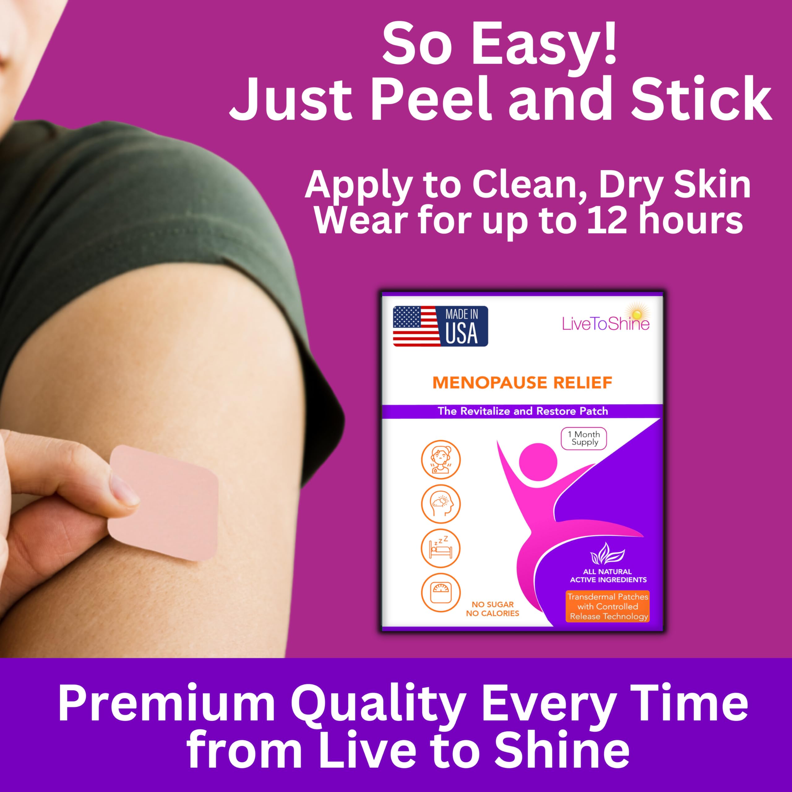 Menopause & Perimenopause Relief Patch for Women – Hot Flash, Mood & Symptom Support – Black Cohosh, Ashwagandha & More – 30 Topical Patches – USA Made by Live to Shine Live To ShineAu supplements