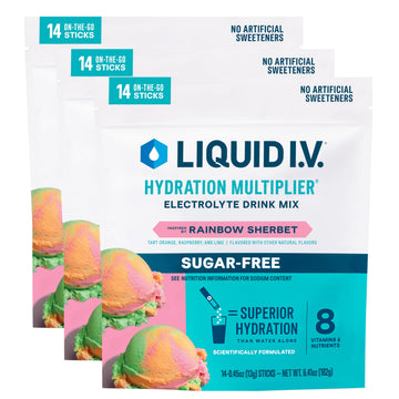 Liquid I.V.® Hydration Multiplier Sugar-Free - Rainbow Sherbet | Electrolyte Powder Drink Mix | 3 Pack (42 Servings) Liquid I.V.US supplements