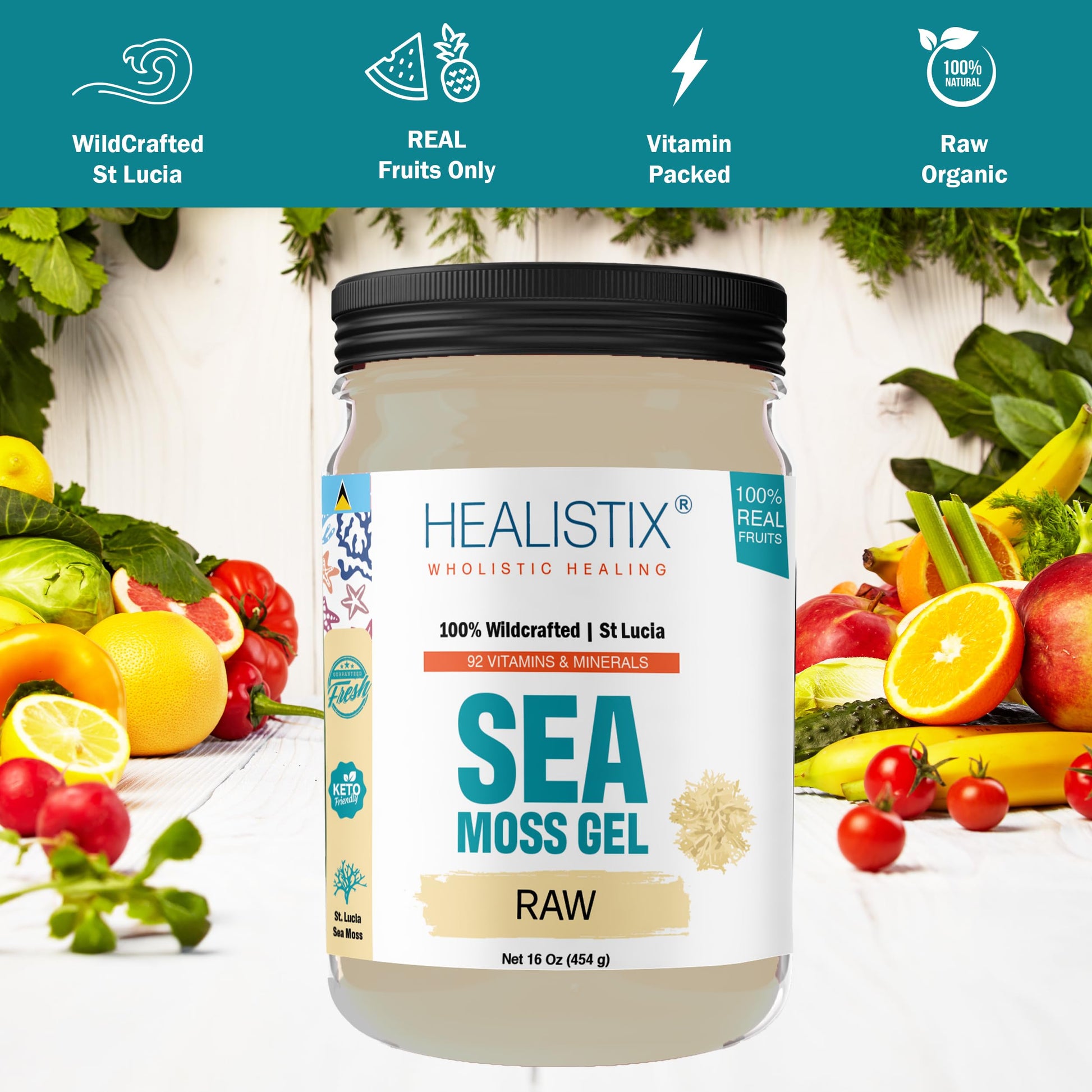 Healistix Irish Sea Moss Gel- St Lucia Wildcrafted Seamoss Gel, Packed with 92 Vitamins HX HEALISTIXAu supplements