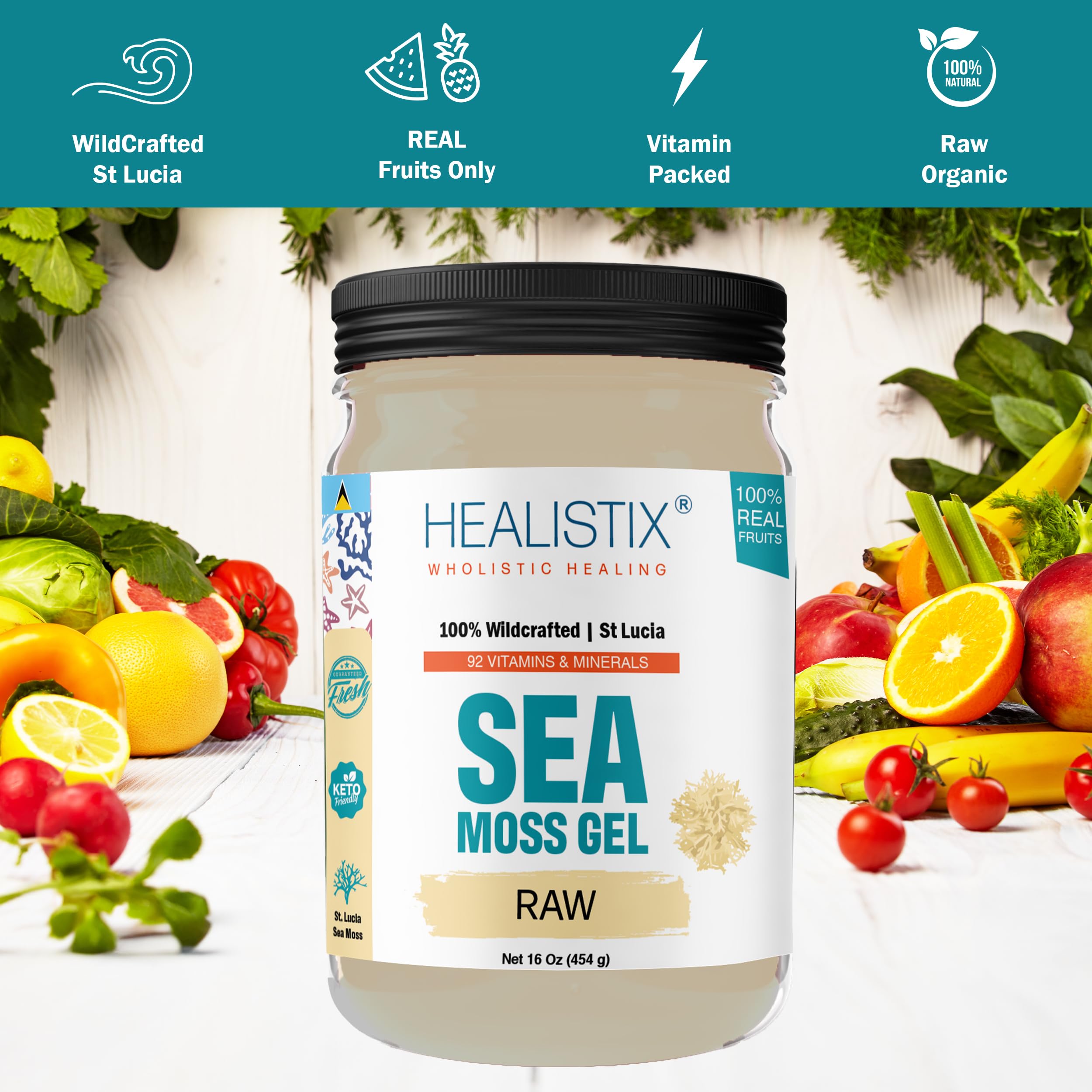 Healistix Irish Sea Moss Gel- St Lucia Wildcrafted Seamoss Gel, Packed with 92 Vitamins HX HEALISTIXAu supplements