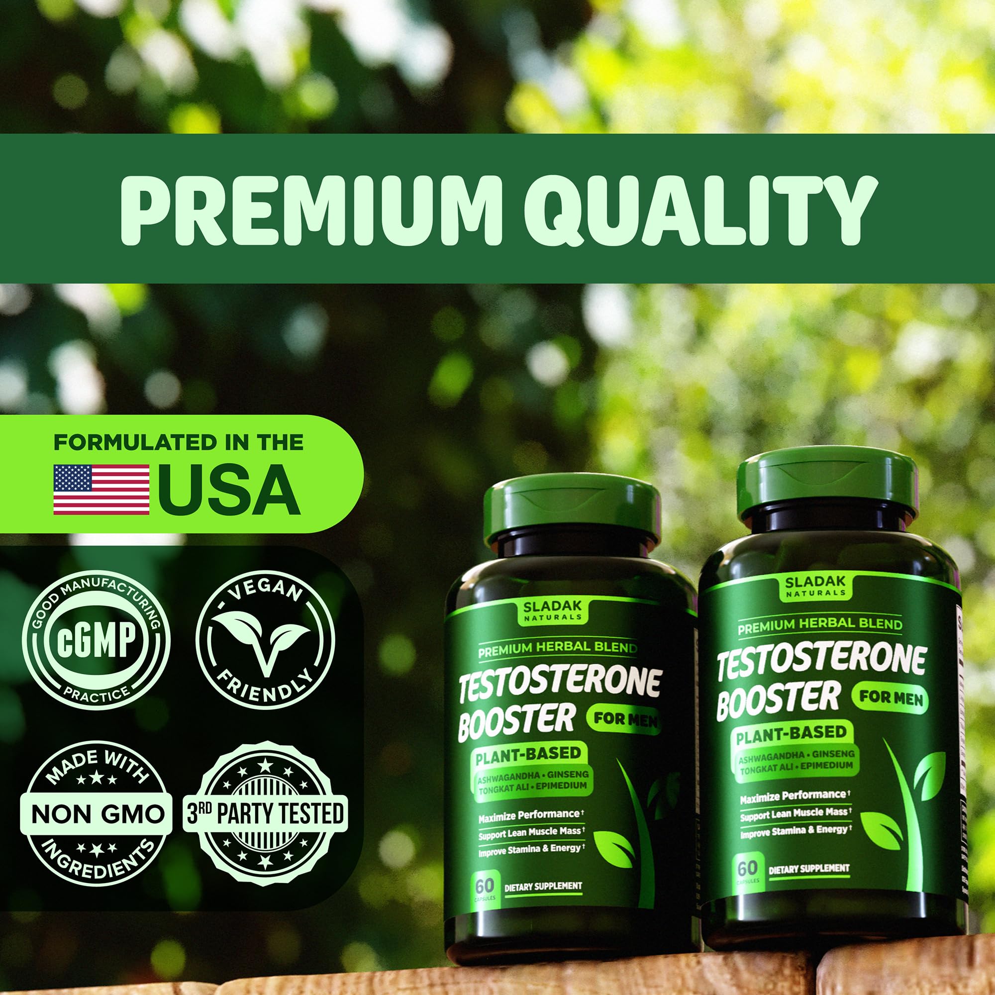 Testosterone Booster Supplement for Men - Male Enhancing Test Boost - Ashwagandha, L-Arginine, Tongkat Ali, Tribulus + More - Workout, Build Muscle, Strength, Energy & Performance - 2 Month Supply SLADAK NATURALS ㅤAu supplements