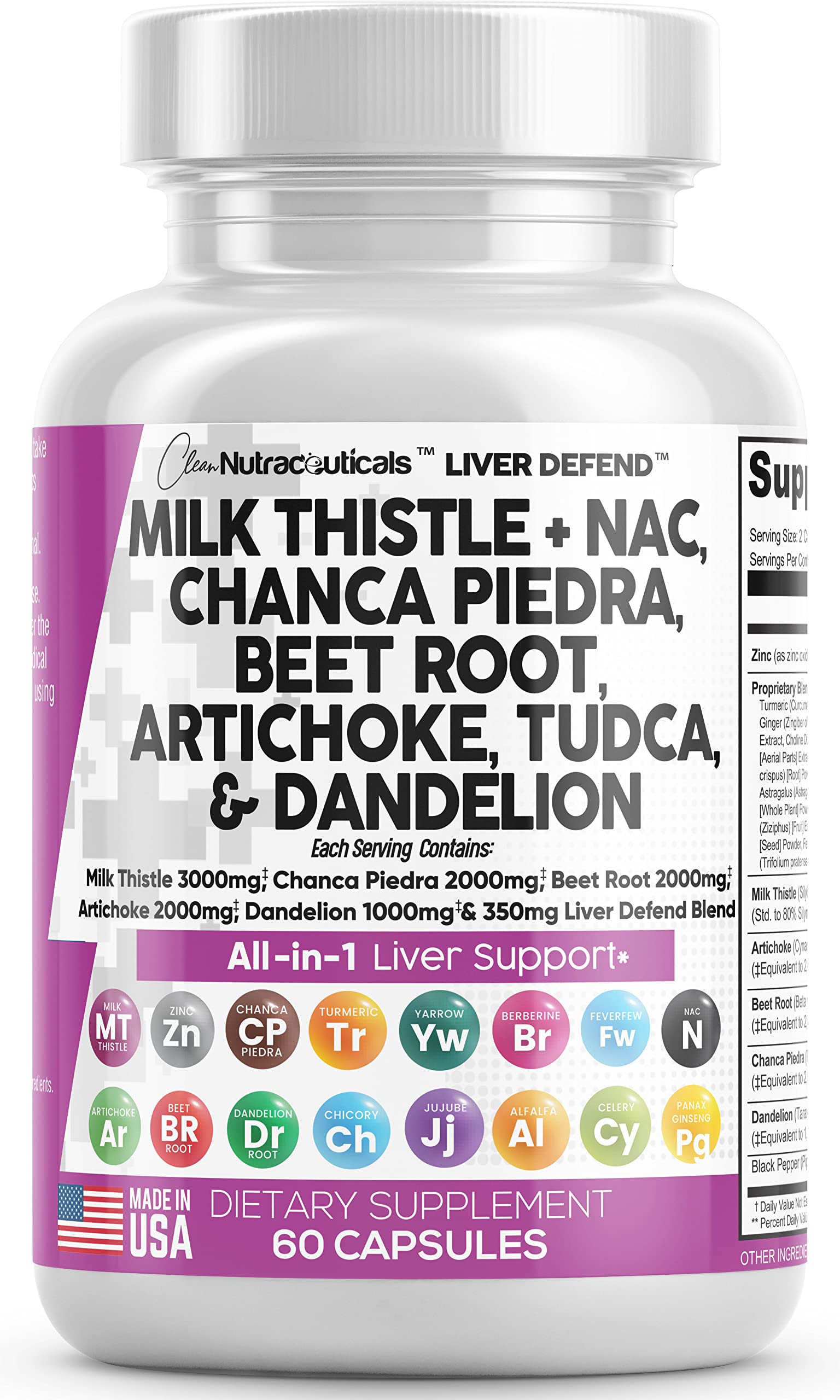 Milk Thistle 3000mg NAC Chanca Piedra 2000mg Beet Root 2000mg Clean NutraceuticalsUS supplements