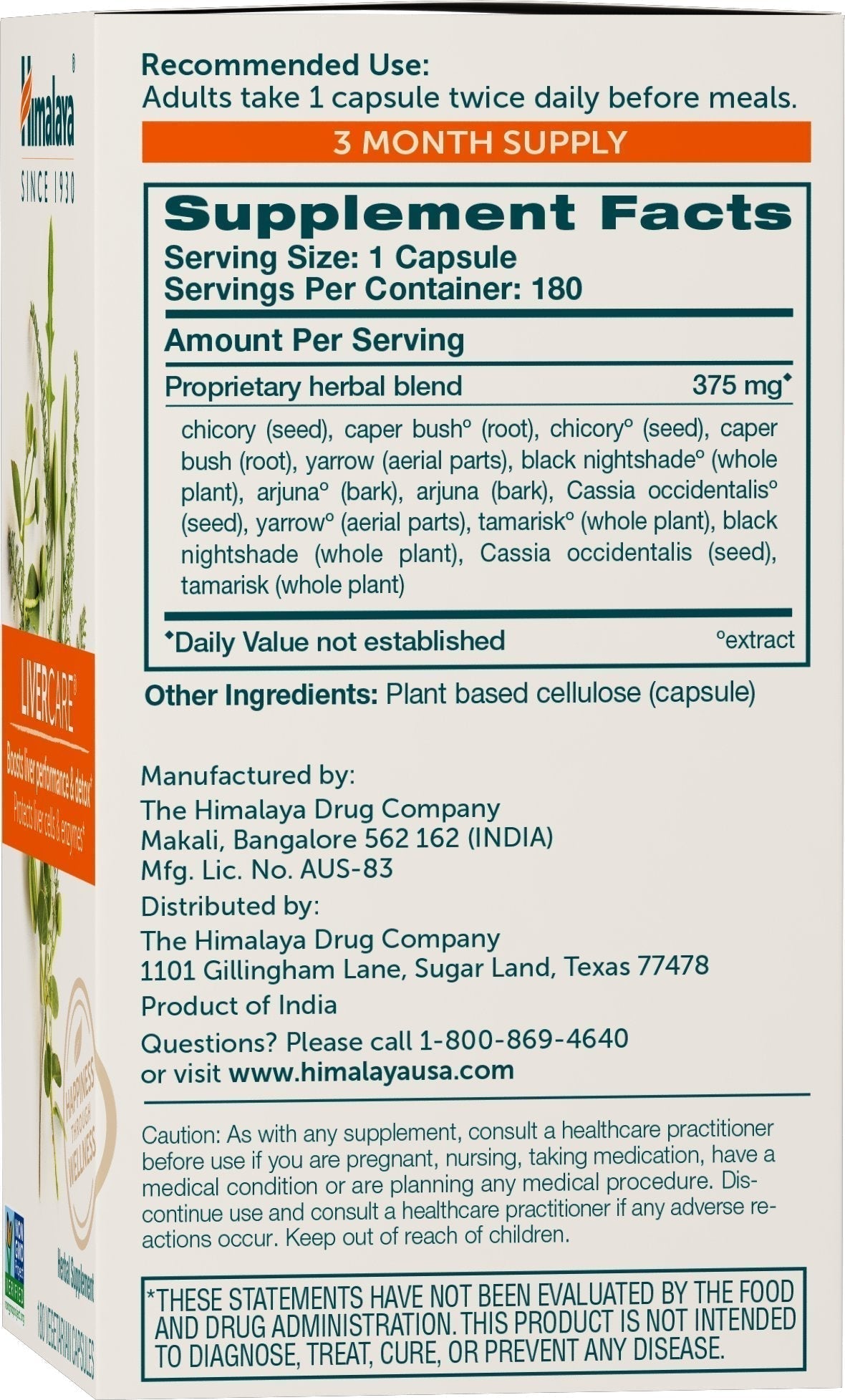 Himalaya LiverCare for Liver Cleanse and Liver Detox, 375 mg, 180 Capsules HimalayaAu supplements