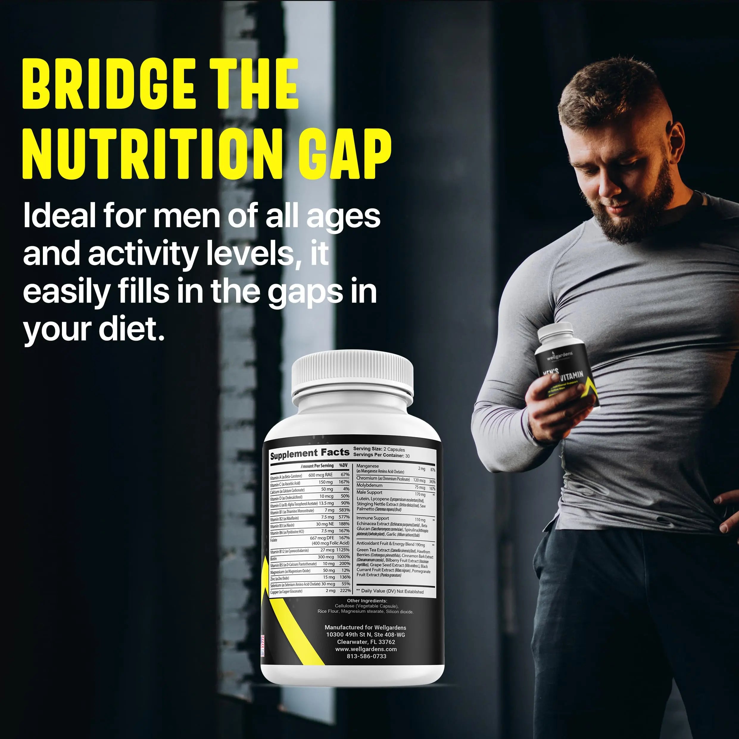 100% Pure Multivitamin for Men - Daily Mens Multivitamins, Multiminerals Supplement for Energy, Focus, Performance, Immune and Male Support WellgardensAu supplements