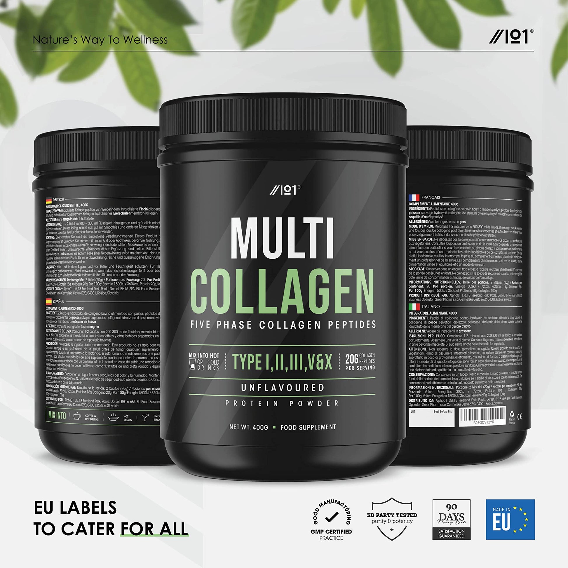 Multi Collagen Protein Powder (400g) - Types I, II, III, V & X - Hydrolyzed Grass Fed Bovine, Wild Caught Fish ALPHA01Au supplements