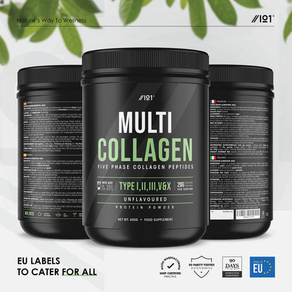 Multi Collagen Protein Powder (400g) - Types I, II, III, V & X - Hydrolyzed Grass Fed Bovine, Wild Caught Fish ALPHA01US supplements