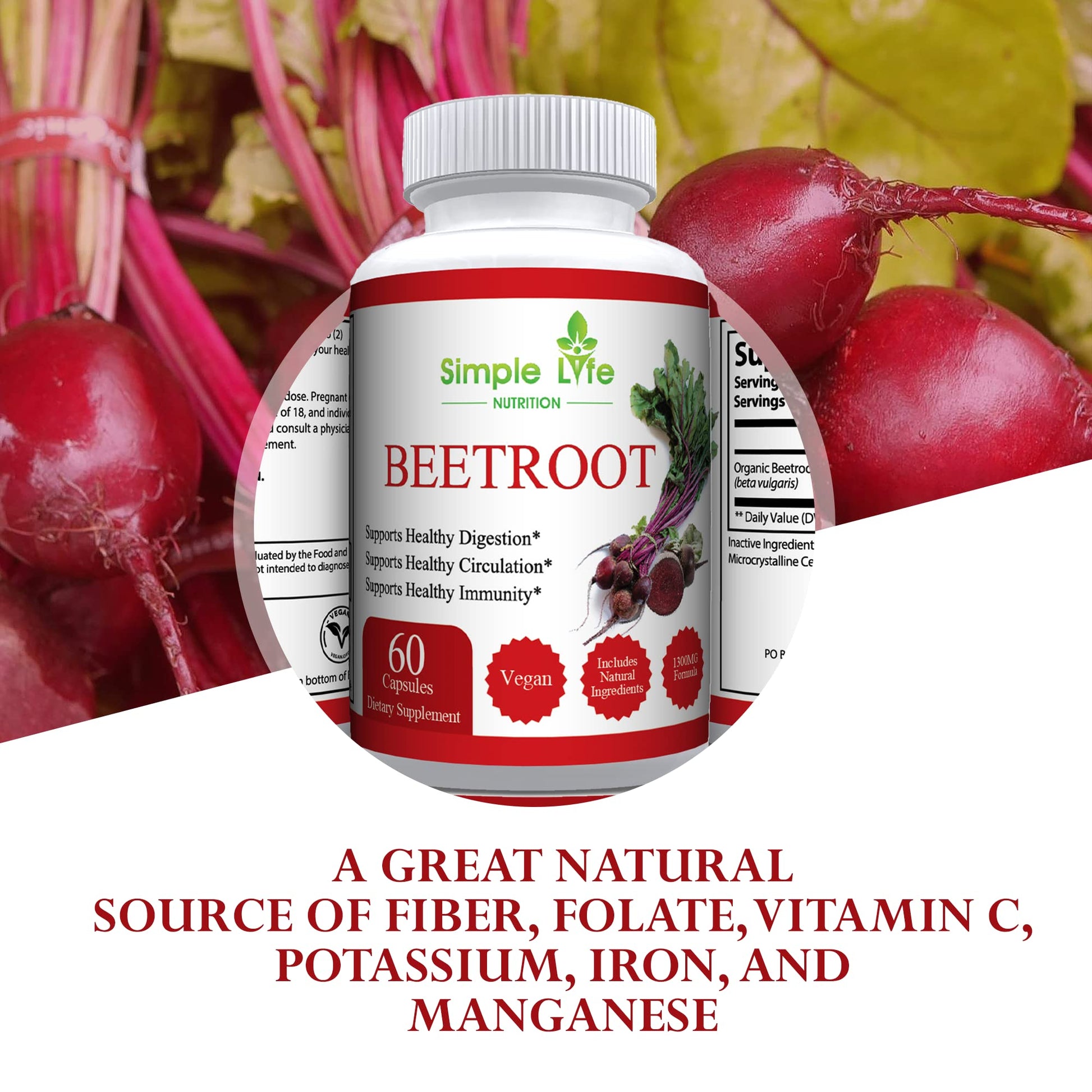 Simple Life Nutrition Organic Beet Root Powder Capsules - Nitric Oxide Booster for Men Simple Life NutritionAu supplements