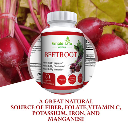 Simple Life Nutrition Organic Beet Root Powder Capsules - Nitric Oxide Booster for Men Simple Life NutritionUS supplements