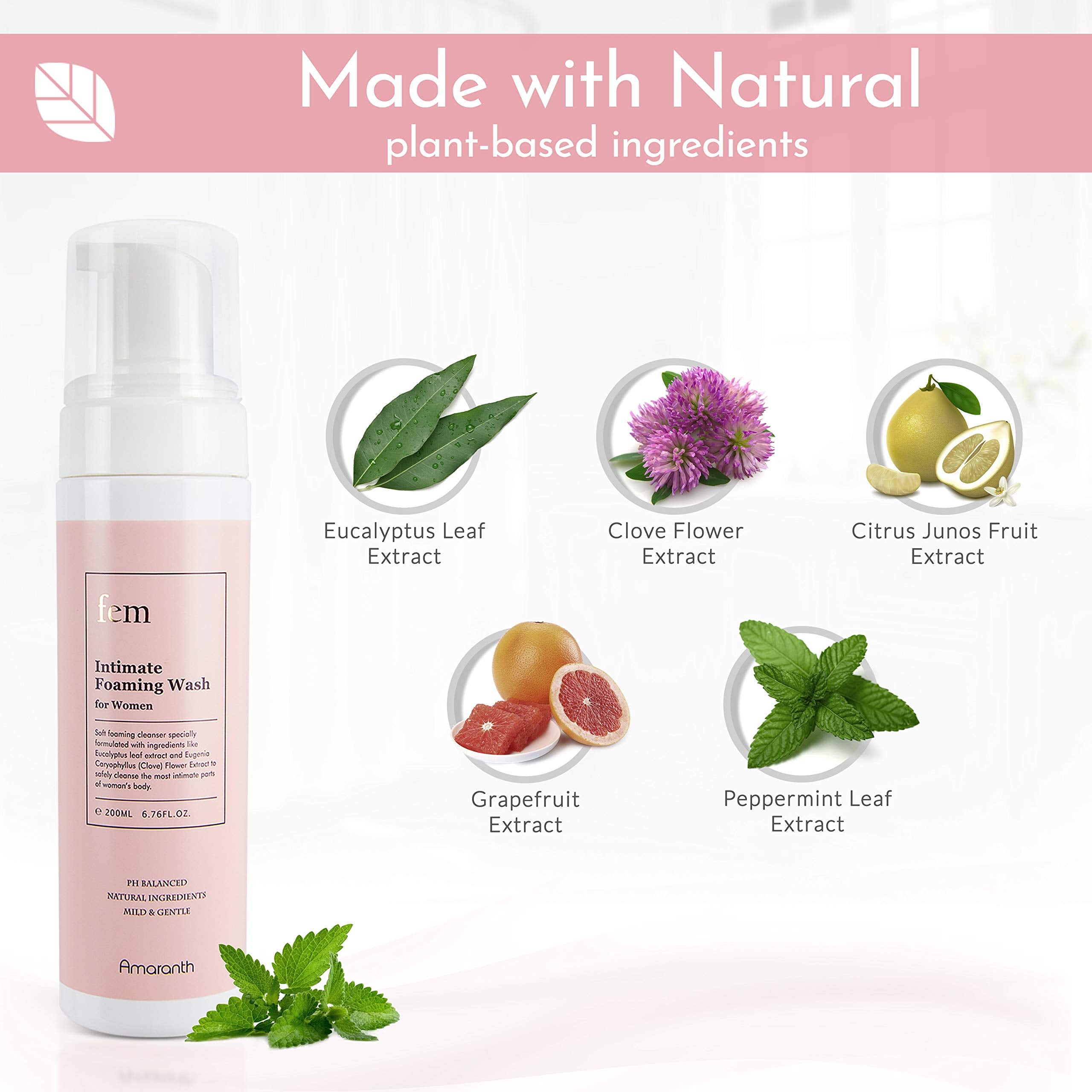 fem pH Balance Intimate Wash for Women, Feminine Wash for Sensitive Skin, Gentle Cleanser AmaranthAu supplements