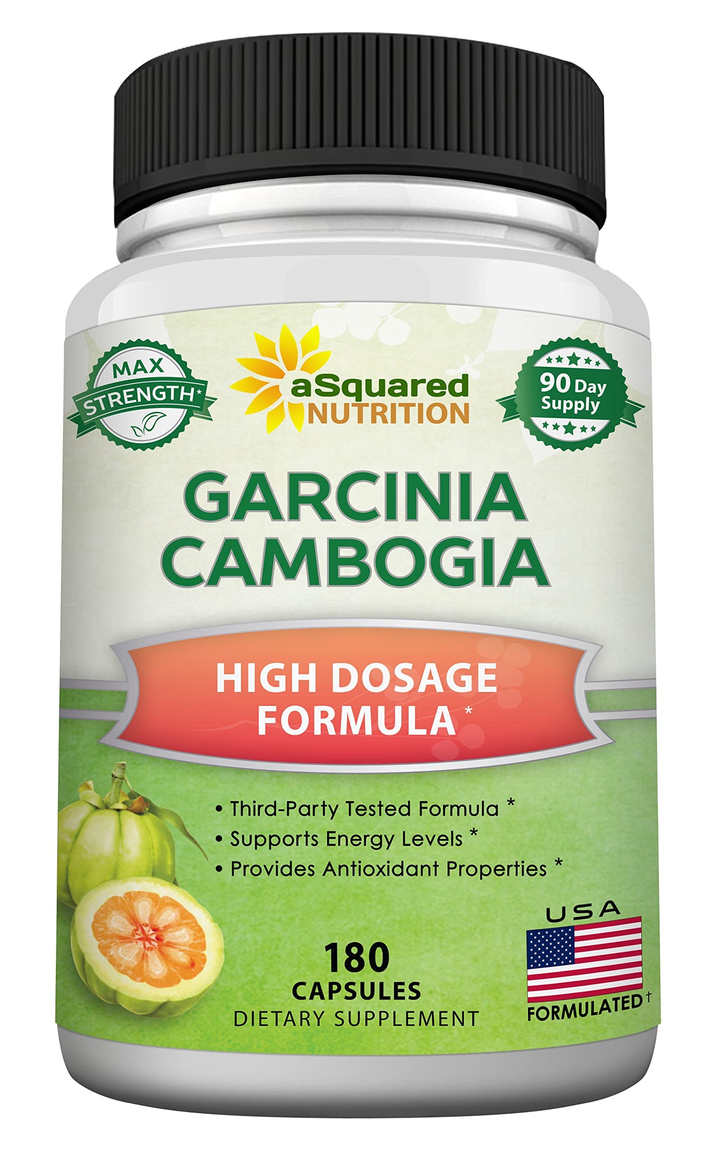 aSquared Nutrition Garcinia Cambogia 1600mg-180 Capsules-Natural Pure Extract Pills aSquared NutritionUS supplements