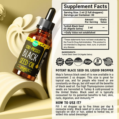 MAJU Black Seed Oil - 3 Times TQ, Cold-Pressed, Travel Size, 100% Turkish Black Cumin Maju SuperfoodsUS supplements