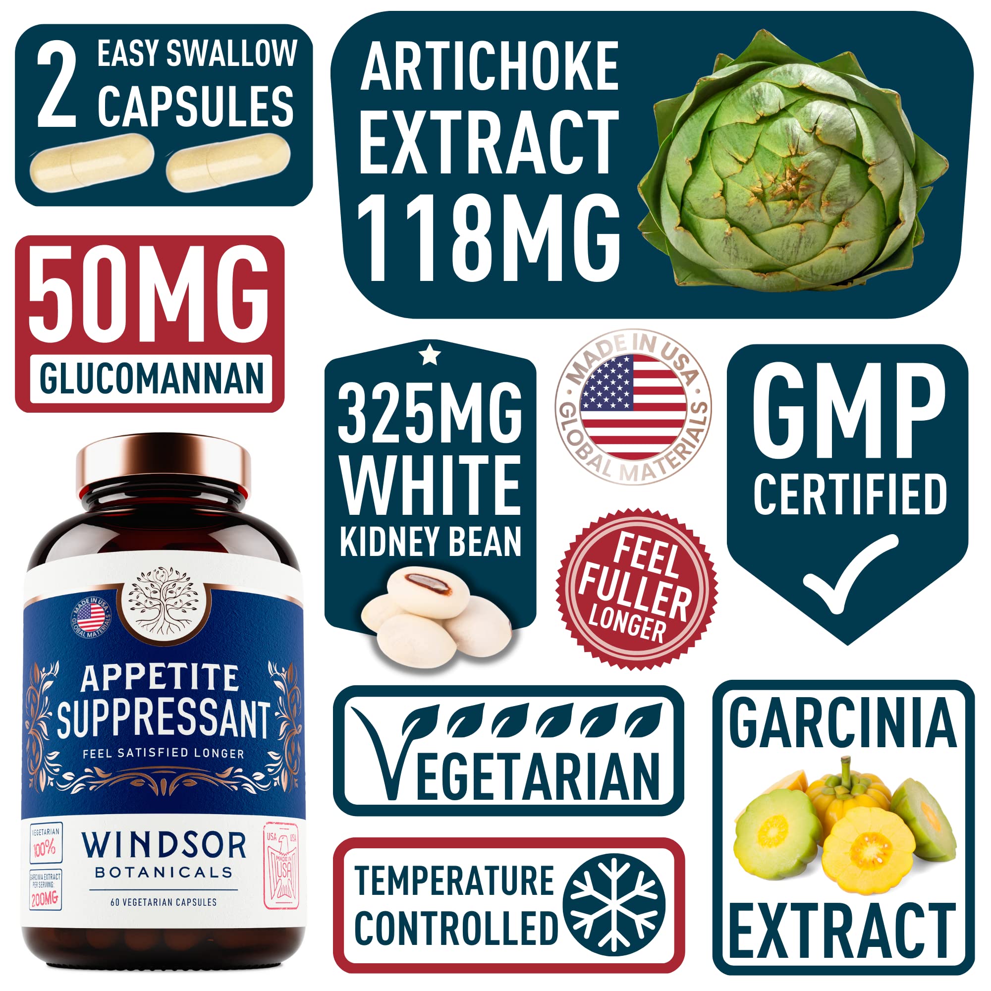 Appetite Suppressant for Weight Loss - Garcinia Cambogia, Glucomannan Appetite Control WINDSOR BOTANICALSAu supplements