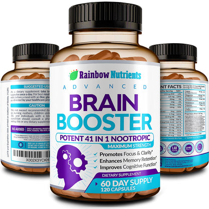 40-in-1 Brain Booster Supplements for Memory, Focus, Clarity, Energy, Performance Rainbow Nutrients, LLCUS supplements