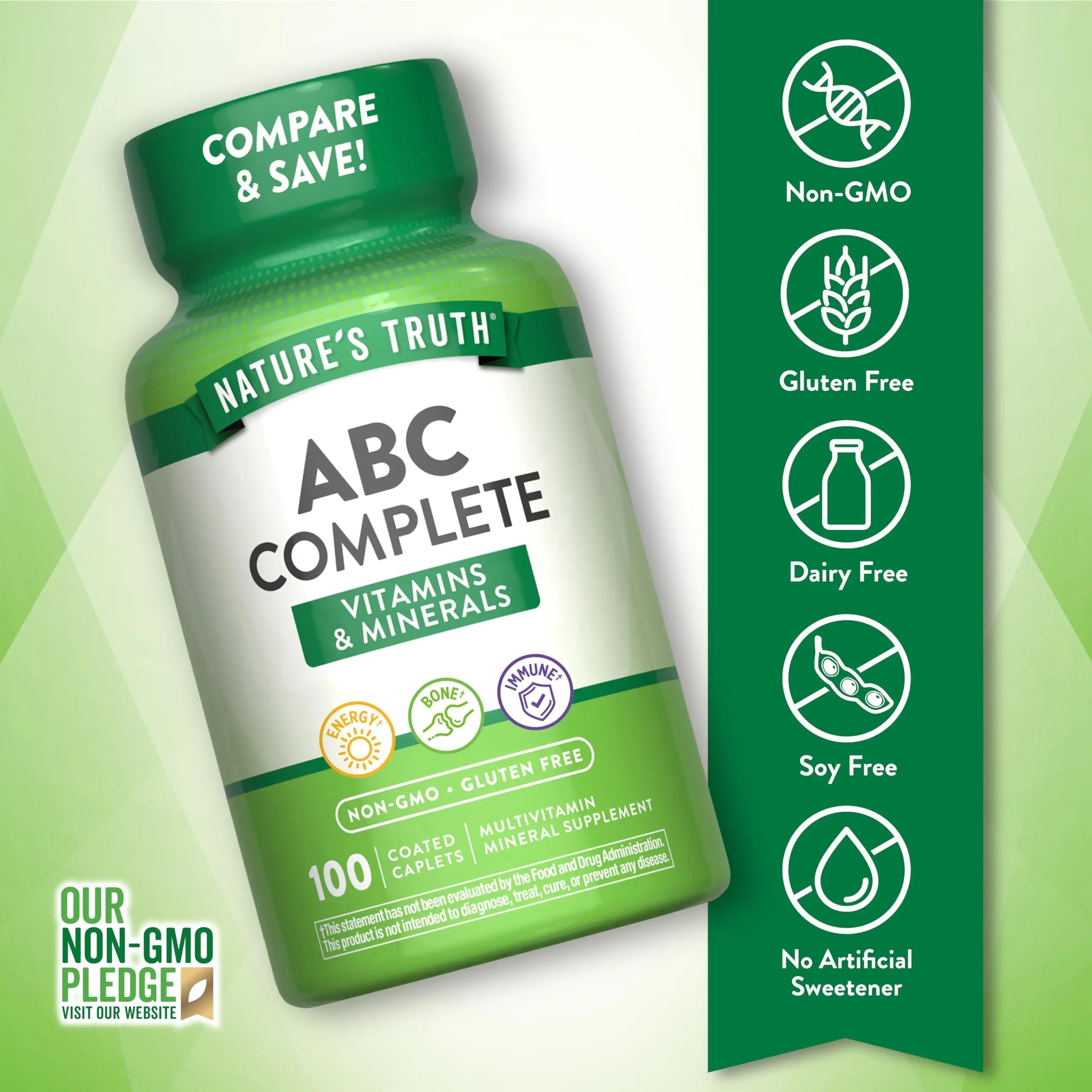 Nature's Truth Adult ABC Complete Multivitamin for Men and Women | 100 Caplets | Non-GMO & Gluten Free Nature's TruthAu supplements