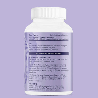 Peachlife Boric Acid Suppositories in Vegetable Capsules - USA Made - Vaginal pH PeachlifeUS supplements