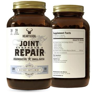 Heart & Soil 100% Grass Fed & Finished Joint Support Supplement from Regenerative Cattle with Trachea, Scapula & Bone Marrow – Supports Joint Strength & Mobility – 3000mg – Glass Bottle – 180 Capsules HEART & SOILAu supplements