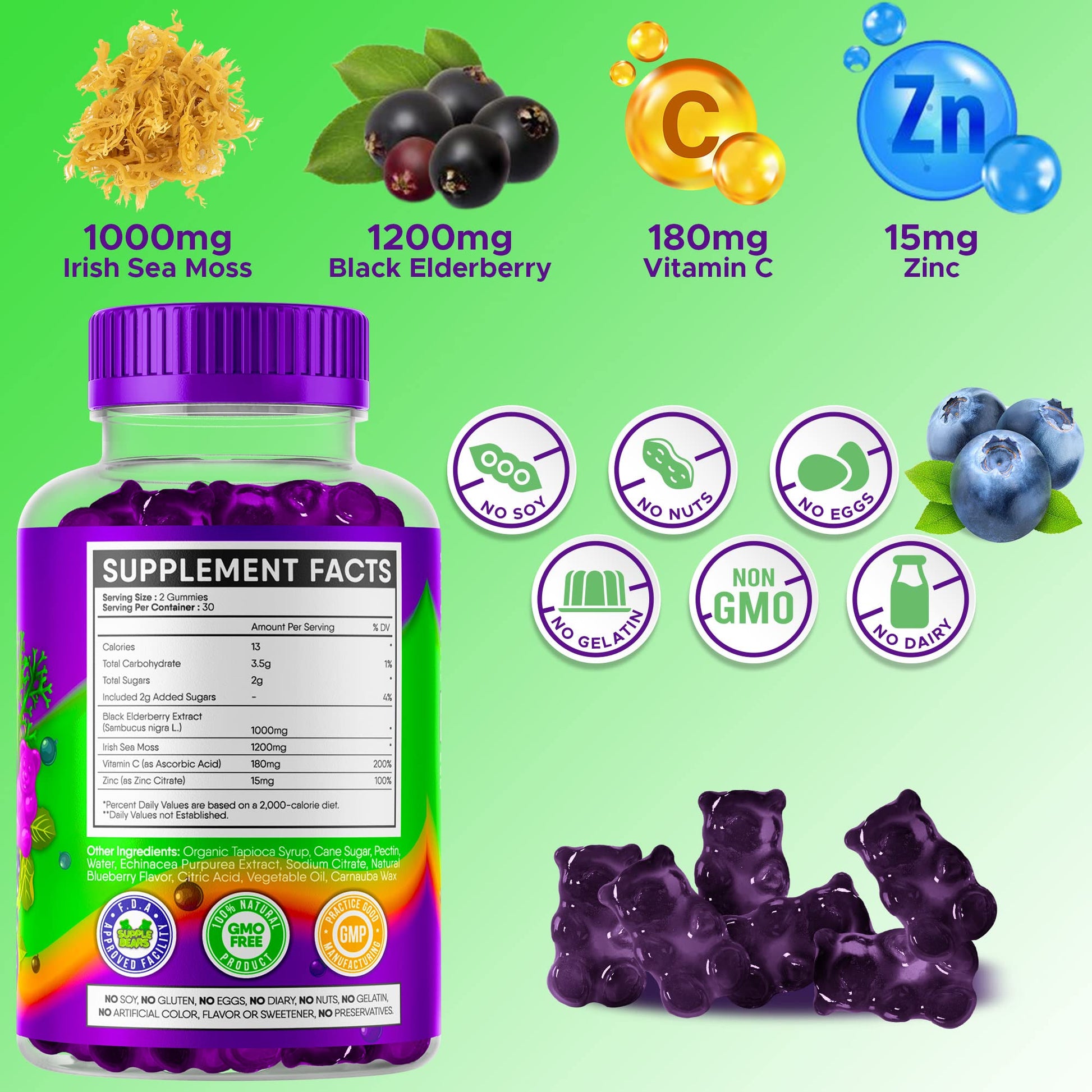 Supplebears Sea Moss Gummies & Elderberry - Vitamin C + Zinc – Extra Strength Immune SupplebearsAu supplements