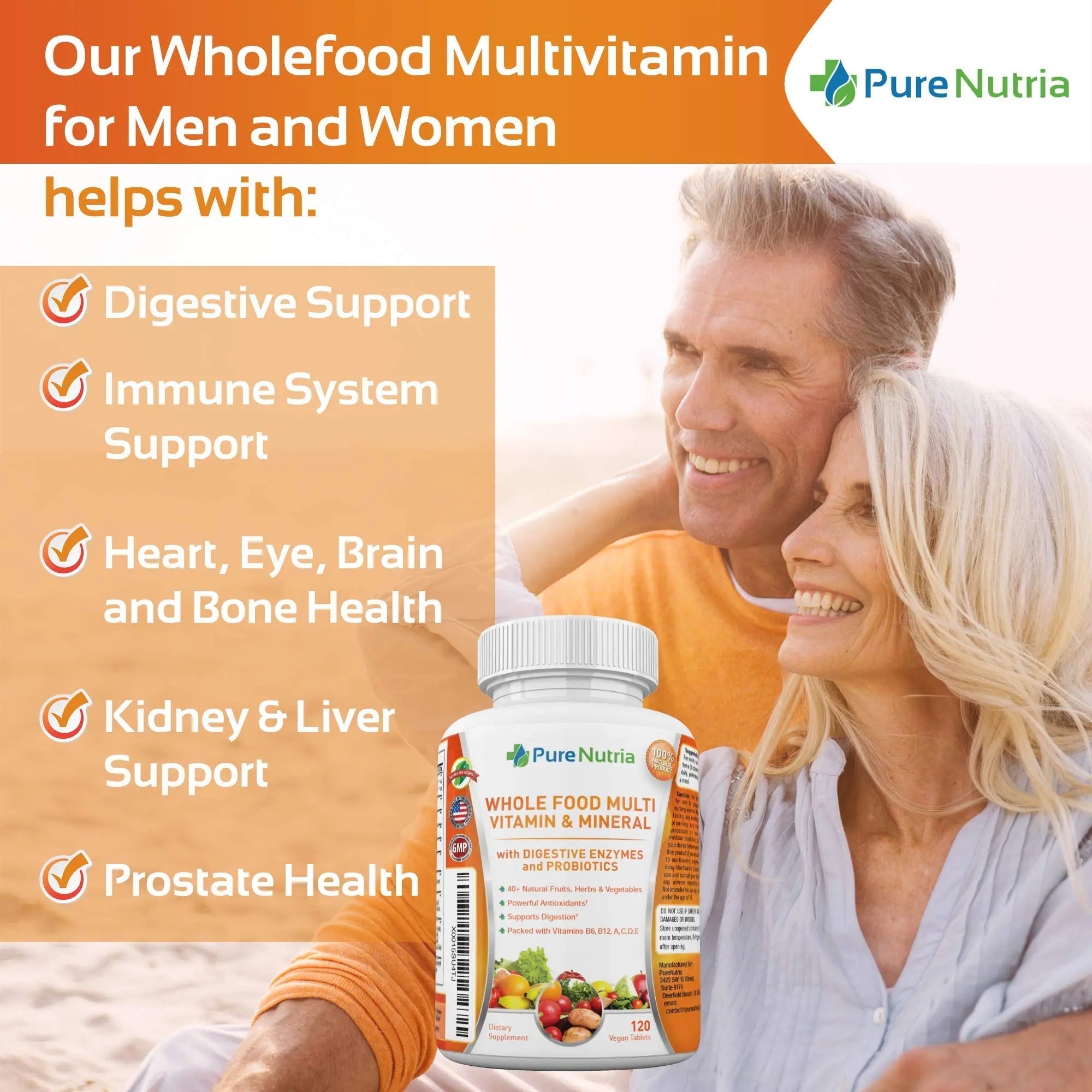 Whole Food MultiVitamin and Minerals with Probiotic Enzymes - 120 Multivitamins for Women and Men - Packed with WholeFood and Herbal Ingredients PureNutriaAu supplements