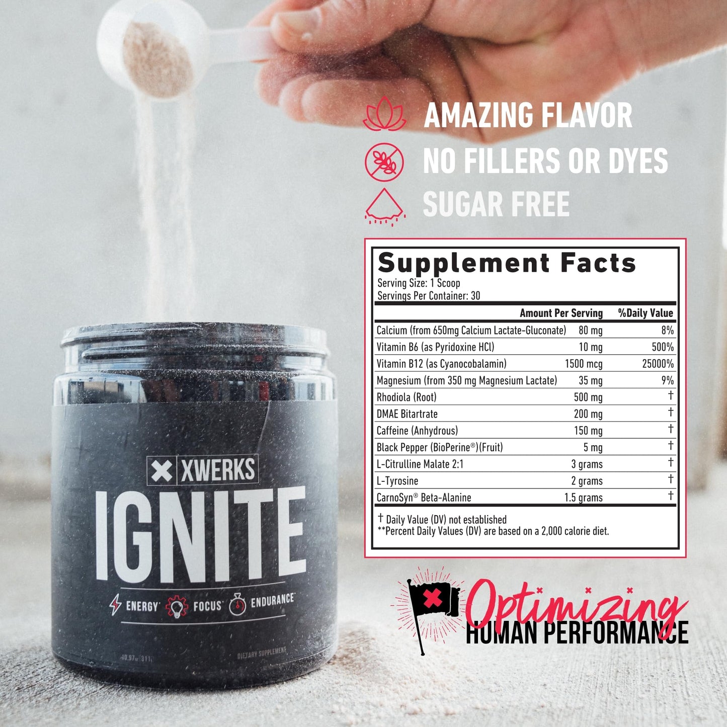 Xwerks Ignite Blue Razz Pre Workout Powder - Best Natural Keto Pre-Workout for Women XwerksUS supplements