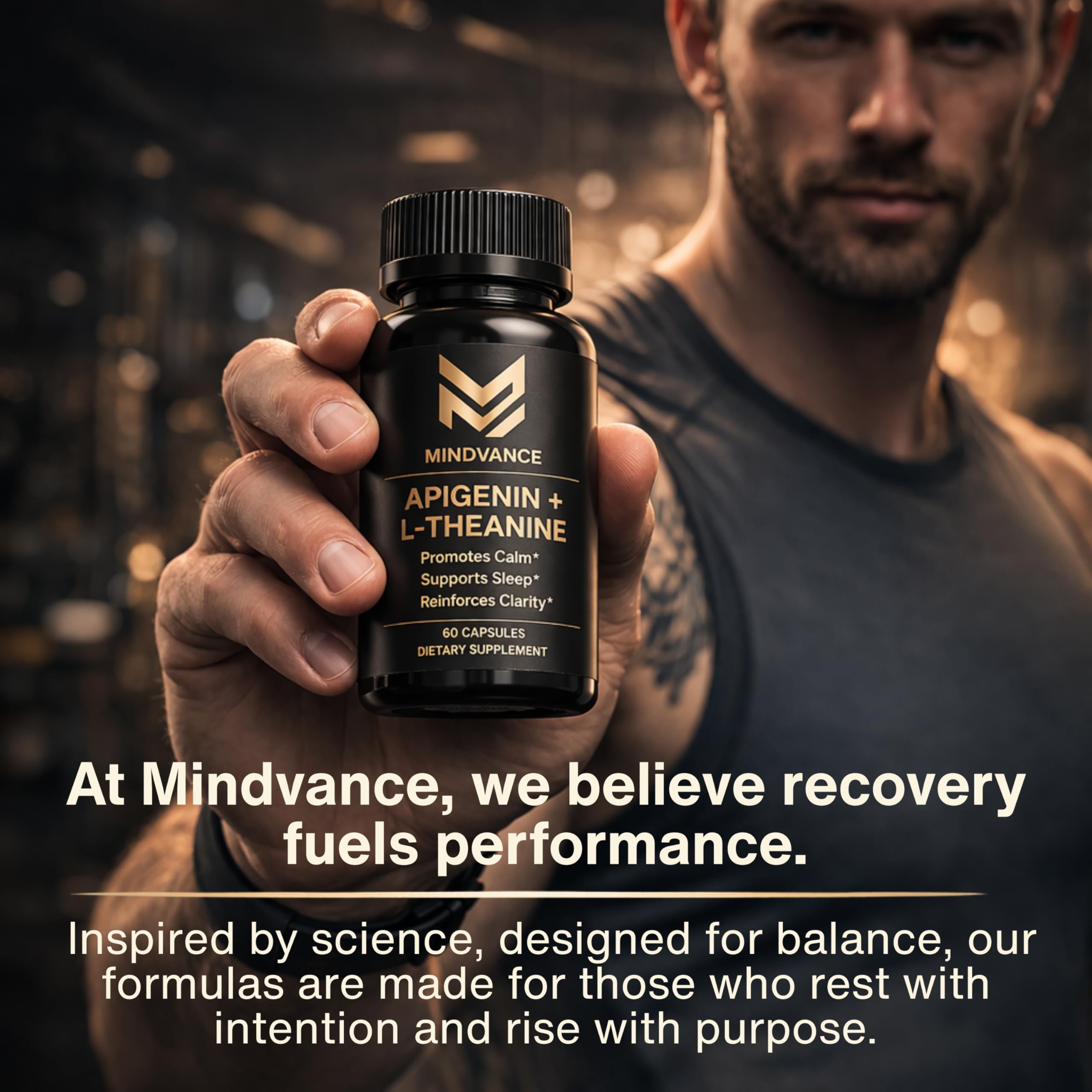 Mindvance Apigenin 100mg with L-Theanine 200mg Supplement Capsules for Sleep Support, Relaxation, Clarity & Calm | Melatonin Free | 60 Vegan Capsules MindvanceAu supplements