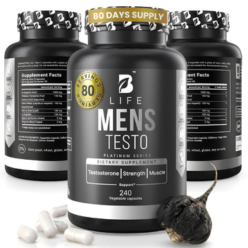 Testosterone Booster Supplement for Men | Boron supplement for men with Tribulus Terrestris, Black Maca, Horny Goat Weed, L-Arginine | Stamina, Endurance, Muscle growth & strength | 80 Servings B Life CompanyAu supplements