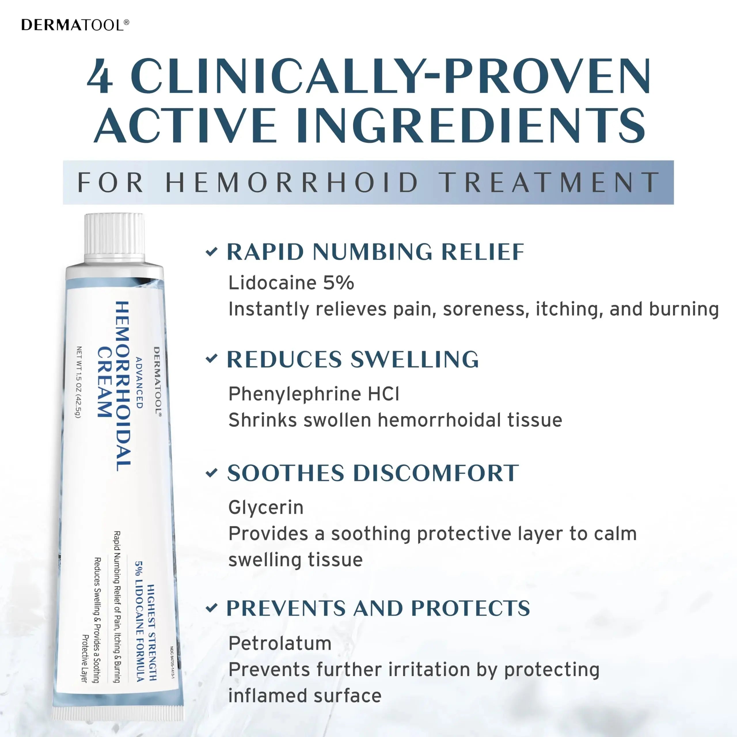 Hemorrhoid Treatment - Advanced Hemorrhoid Cream 5% Lidocaine & Phenylephrine - Hemorrhoid Shrinking Treatment - Rapid Relief of Pain, Swelling, Bleeding, Itching and Burning - Fissure & Hemorrhoids DERMATOOLAu supplements