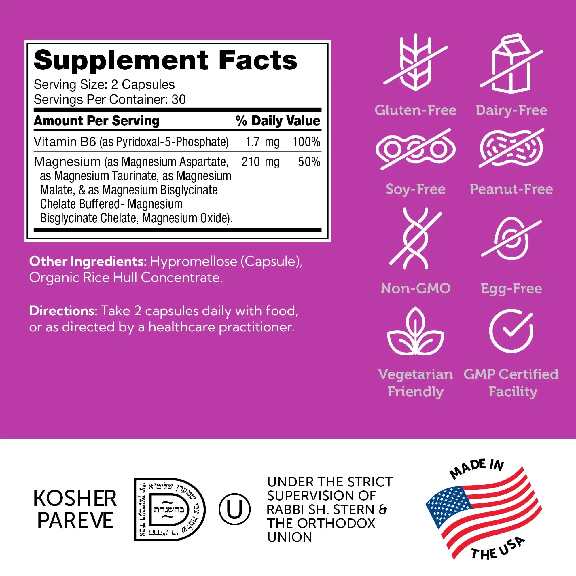Zahler Magnesium Complex Supplement - Multi Magnesium Supplement Blend with Magnesium Glycinate, Malate, Aspartate, Taurinate and Oxide Plus Vitamin B6 - Bone Nerve Heart & Muscle Health (60 Capsules) Zahlernz supplements